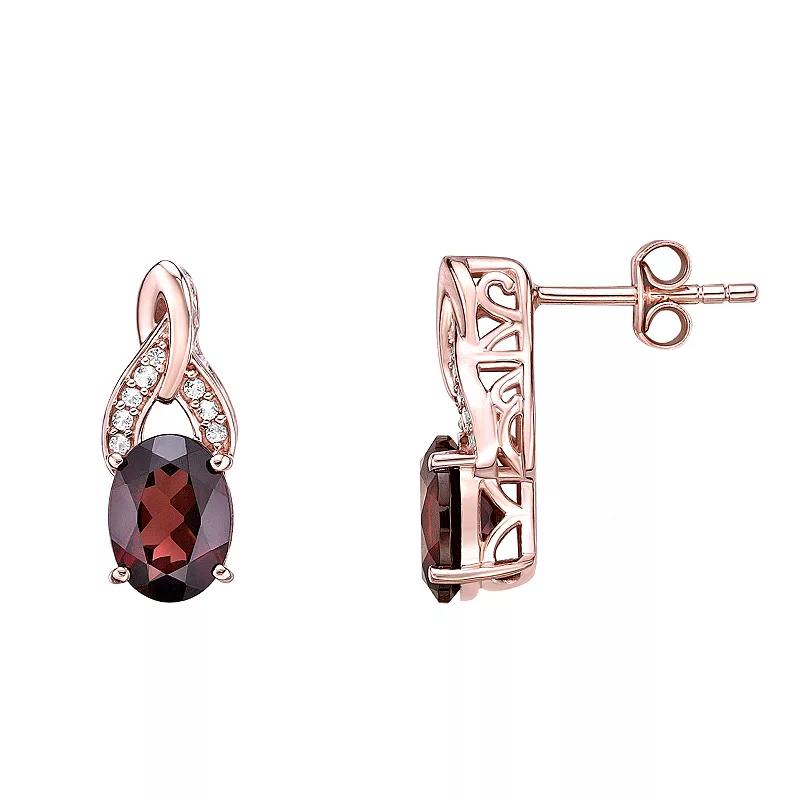 Gemminded 18 Gold Over Silver Garnet & White Topaz Earrings, Women's, Pink Tone Product Image