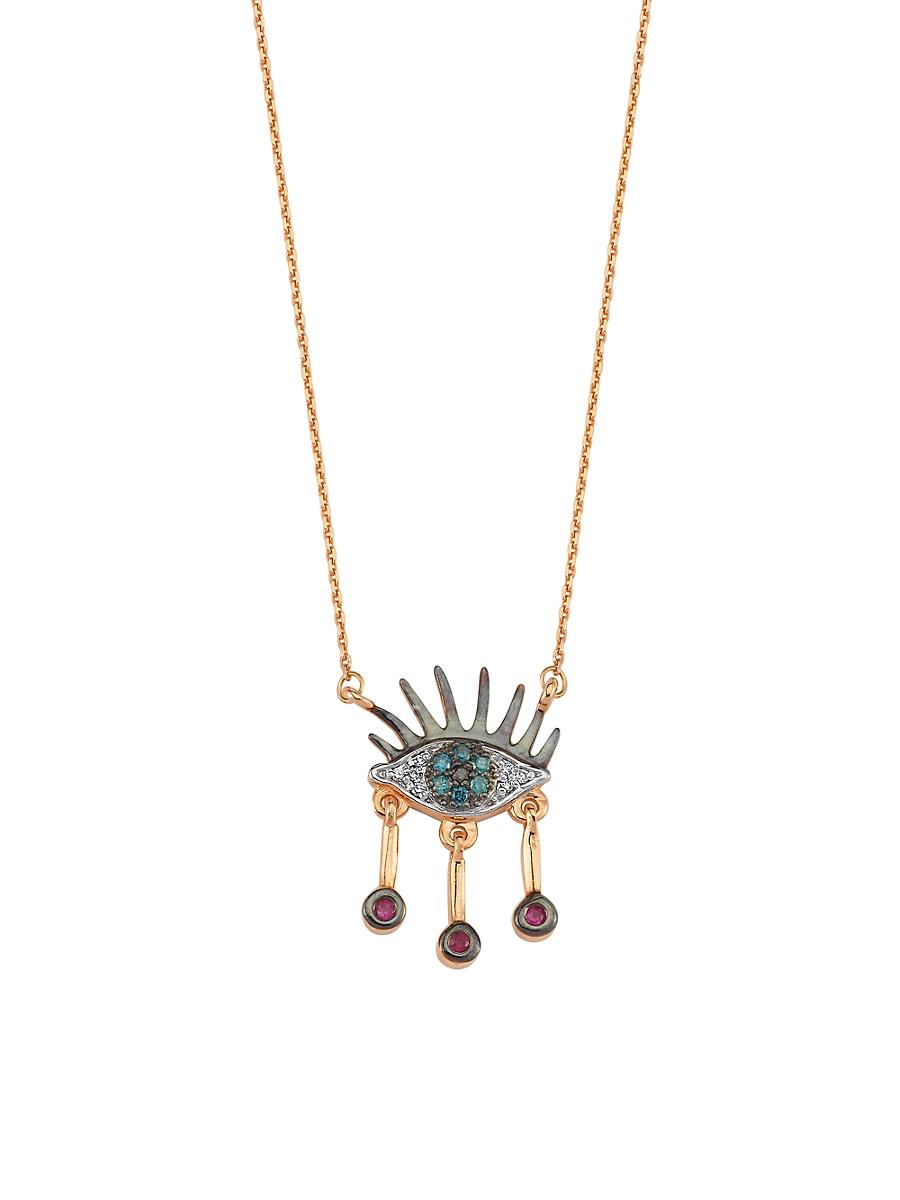 Womens Eye Light 14K Rose Gold & Multi-Stone Necklace Product Image