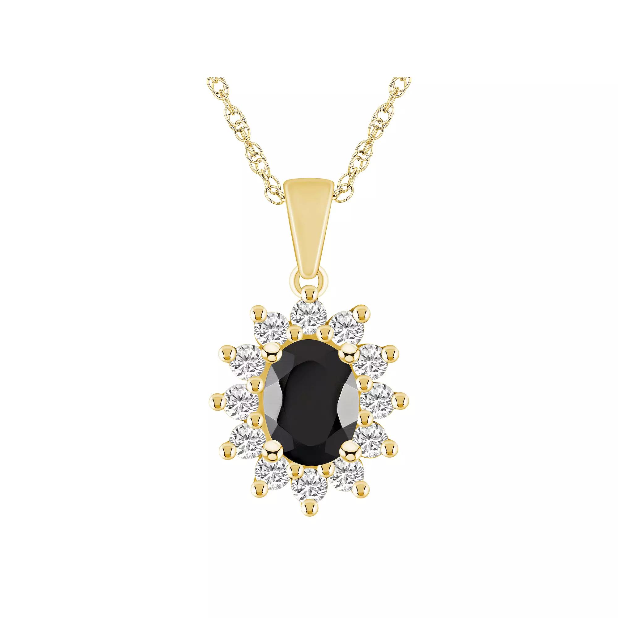 Alyson Layne 14k Gold Oval Black Onyx & 5/8 Carat T.W. Diamond Pendant Necklace, Women's, Size: 18" Product Image