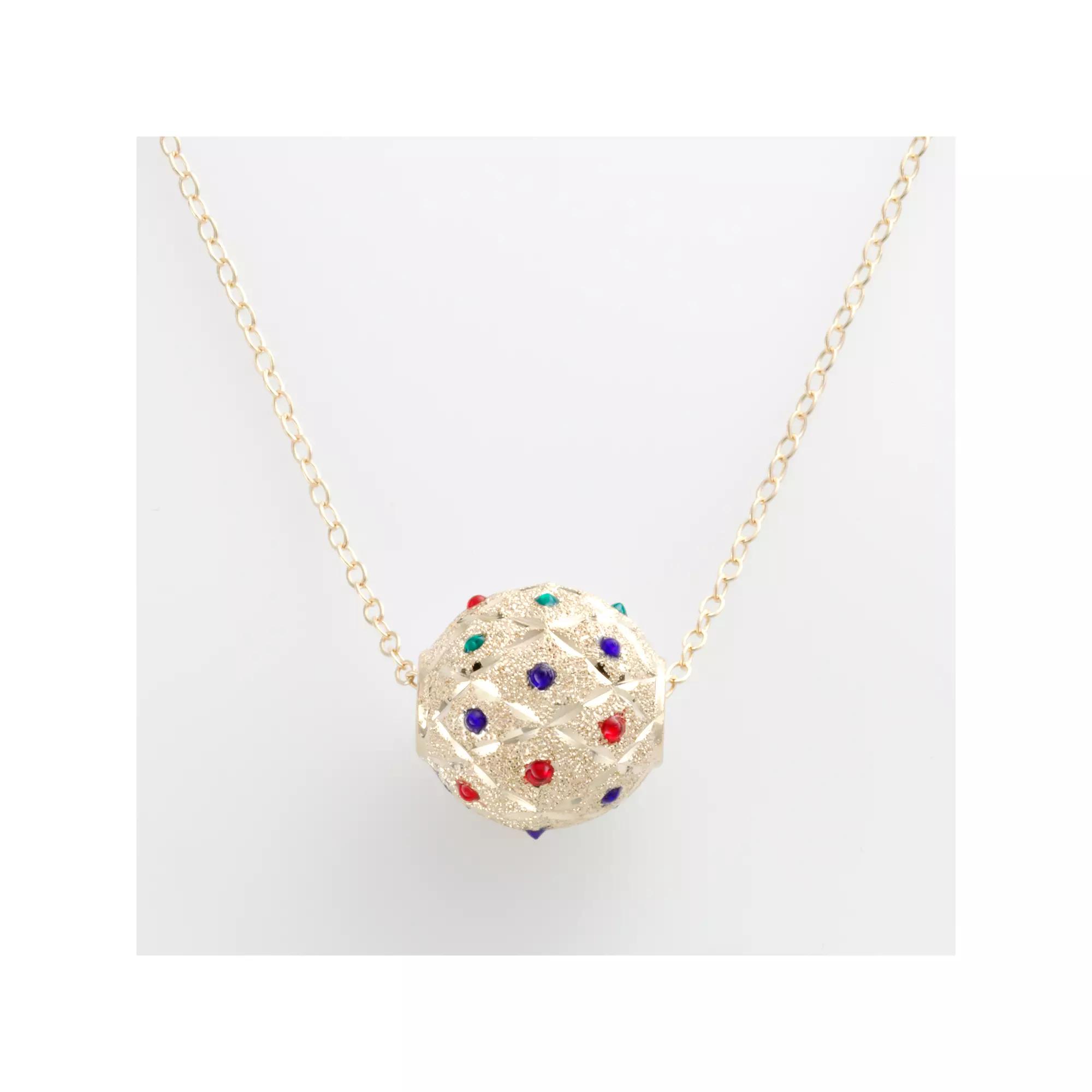 14k Gold-Bonded Sterling Silver Beaded Spinner Ball Pendant, Women's, Yellow Product Image