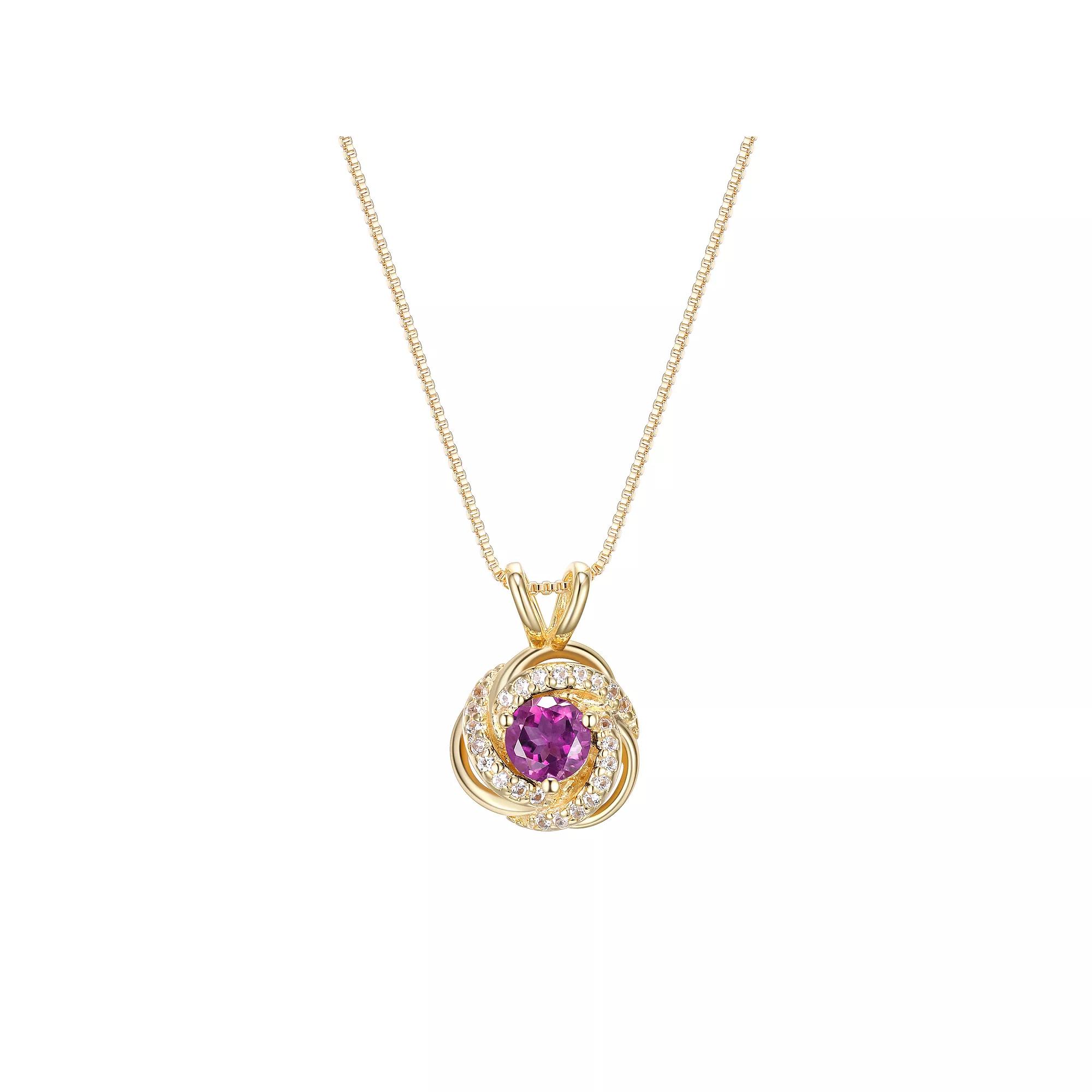 Tokens of Love Sterling Silver Lab-Created Alexandrite Birthstone Love Knot Pendant Necklace, Women's, Size: 18", 18k Gold Plated Product Image