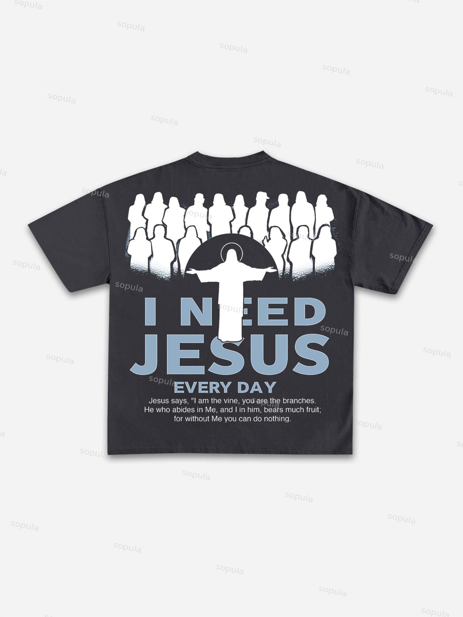 I Need Jesus Cotton T-shirt Product Image