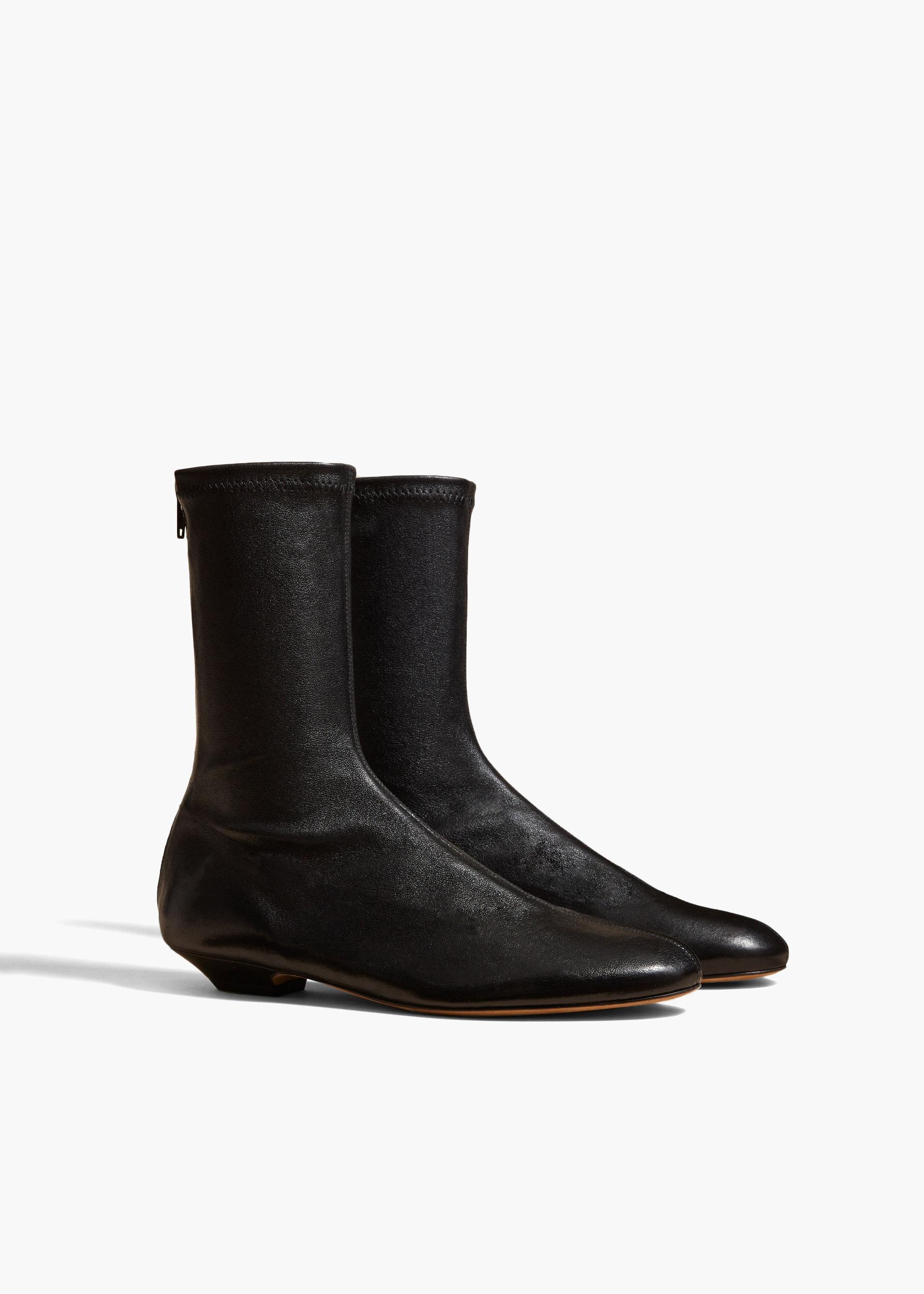 Apollo Flat Ankle Boot in Black Leather Product Image