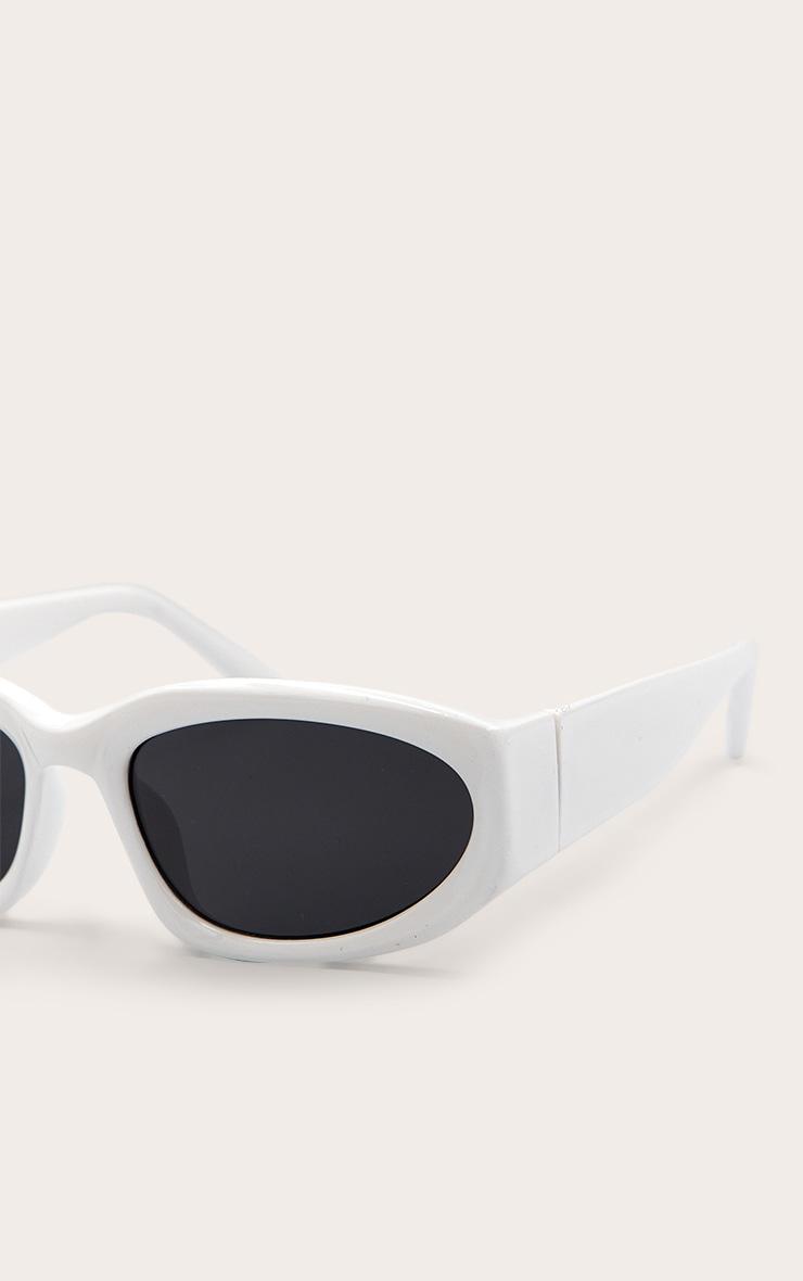 White Chunky Angled Sunglasses Product Image