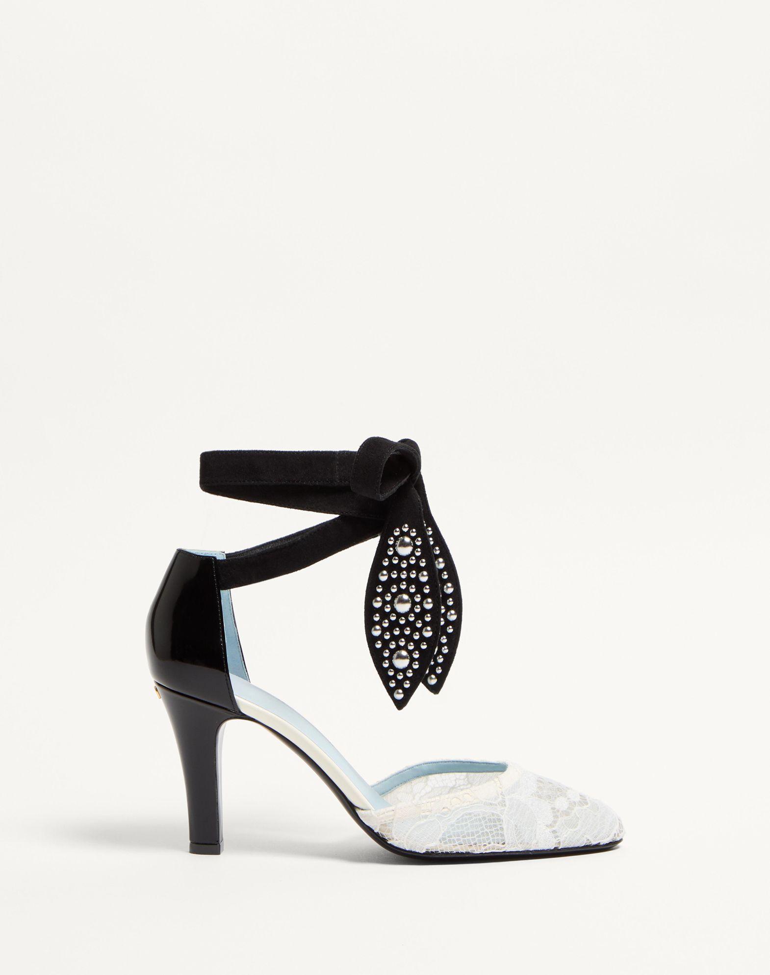 FOLIEFOLIAGE PUMPS IN ABRASIVE CALFSKIN AND LACE 85MM Product Image