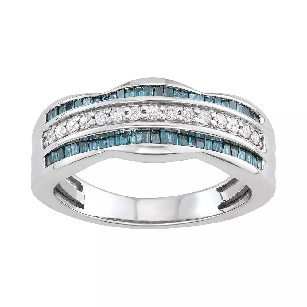 Jewelexcess 1/2 Carat Blue & White Diamond Sterling Silver Ring, Women's, Size: 6 Product Image