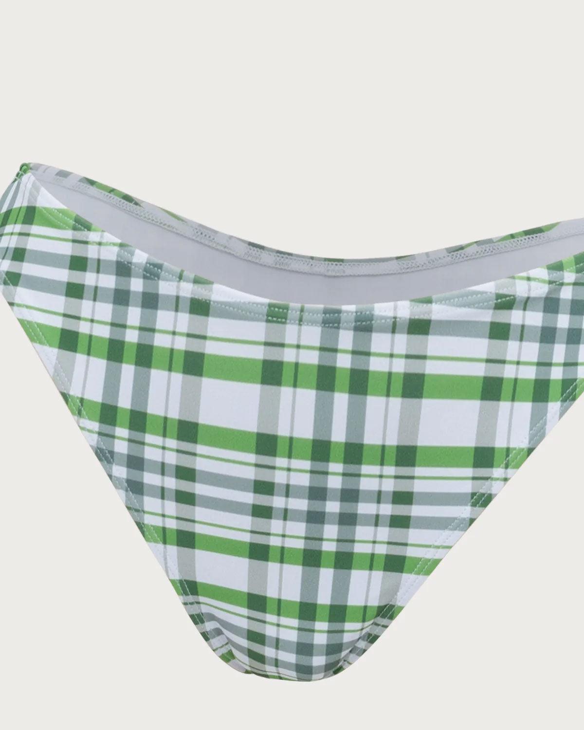 Green Plaid Pleated Bikini Set Product Image