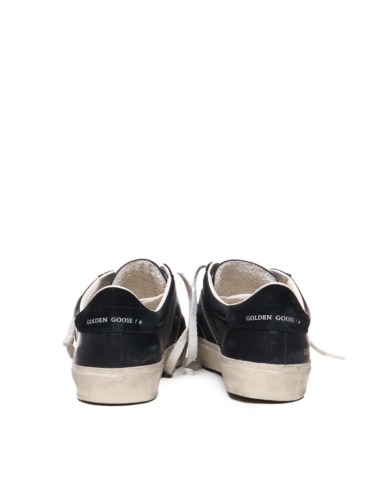 GOLDEN GOOSE Deluxe Brand Vintage-inspired Black Leather Sneakers With Contrasting White Laces Product Image