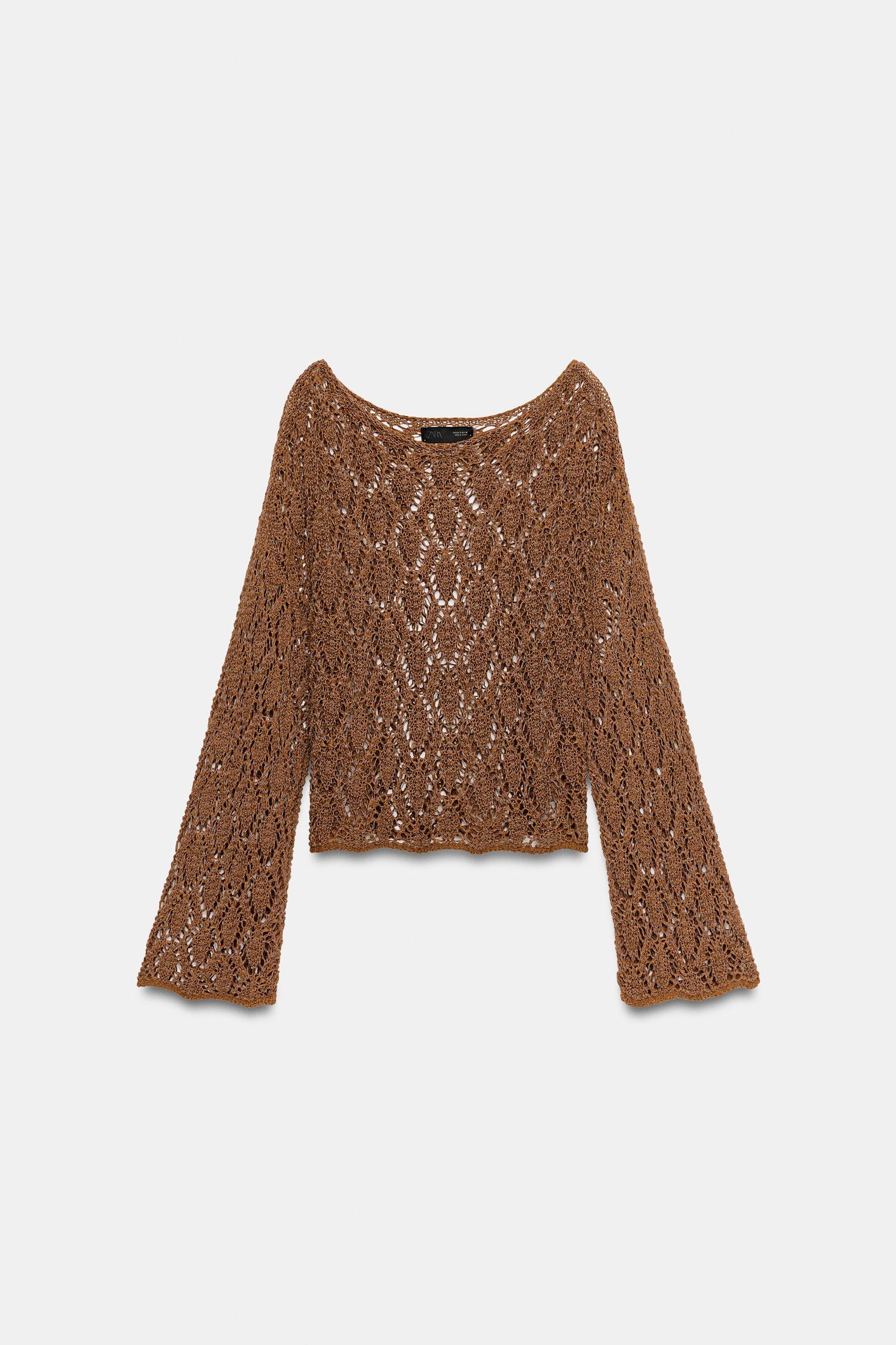 OPEN-KNIT BELL SLEEVE JUMPER Product Image