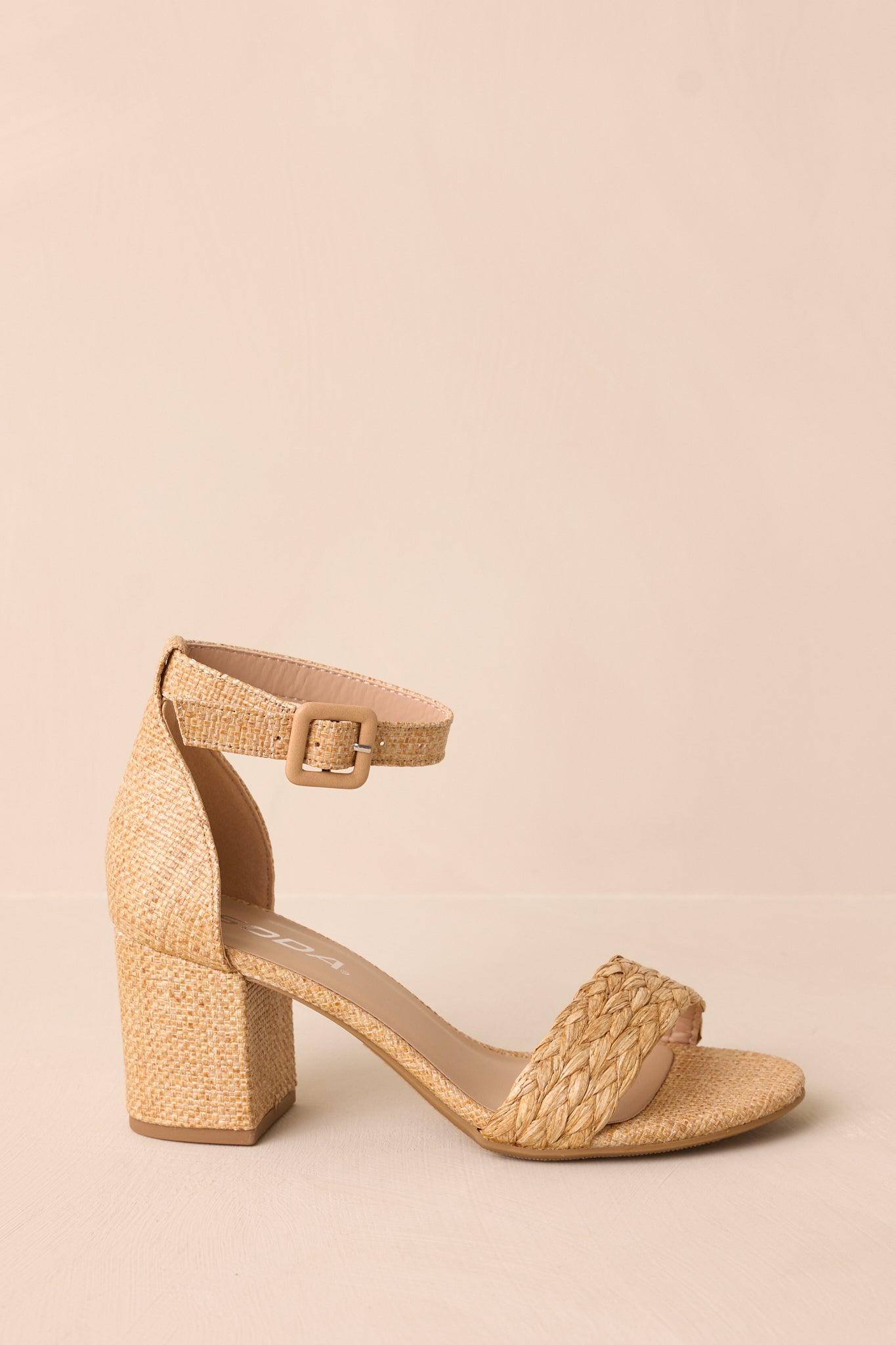 Sunset Cruise Tan Woven Pump Heels Product Image