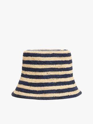 Stripe Straw Crochet Bucket Hat Product Image