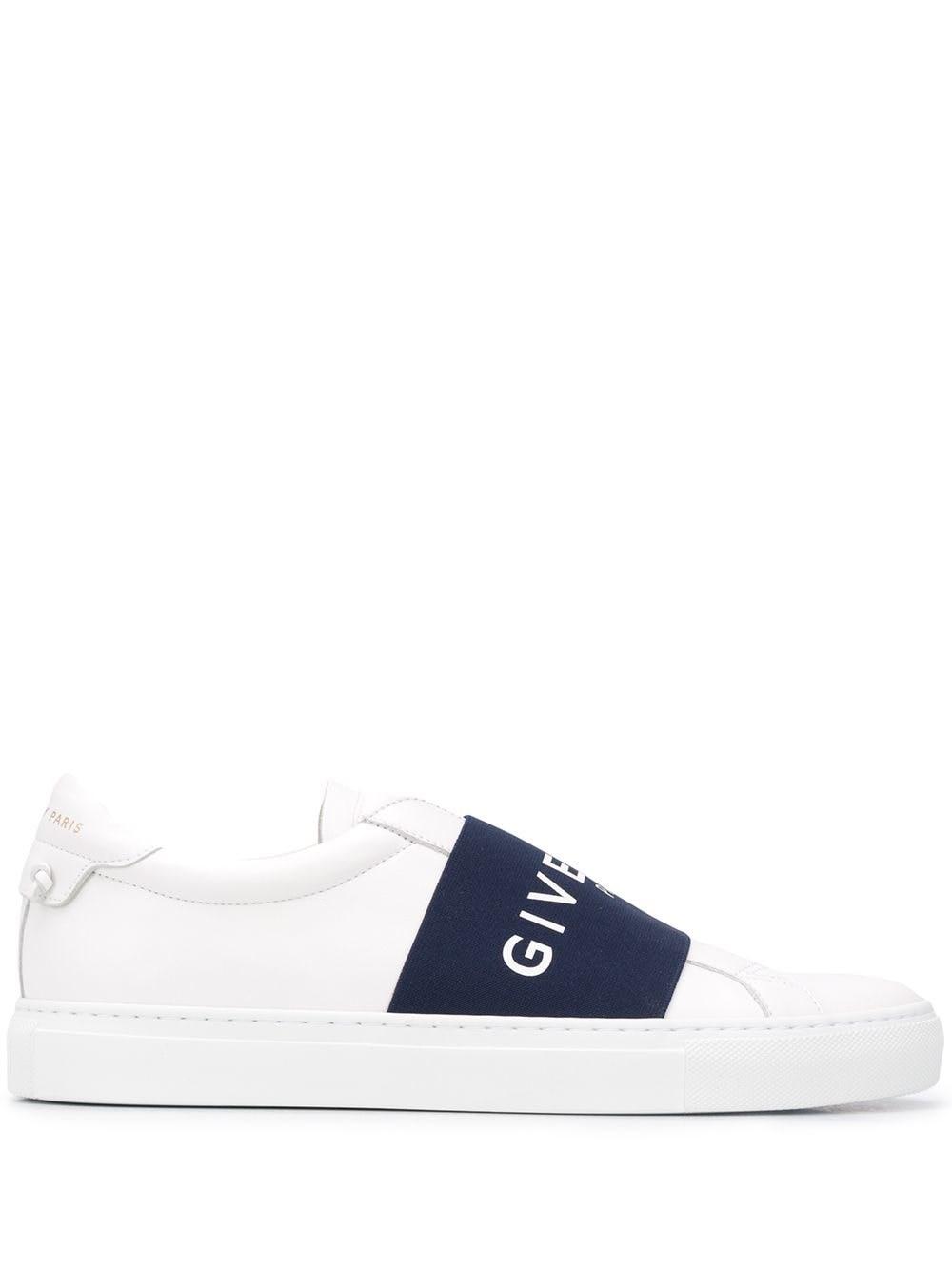 GIVENCHY Logo-embroidered Slip-on Leather Sneakers In White Black Product Image
