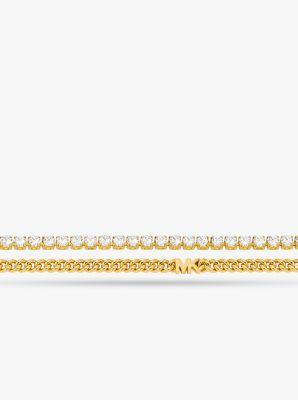 Precious Metal-Plated Brass Double Chain Tennis Necklace Product Image