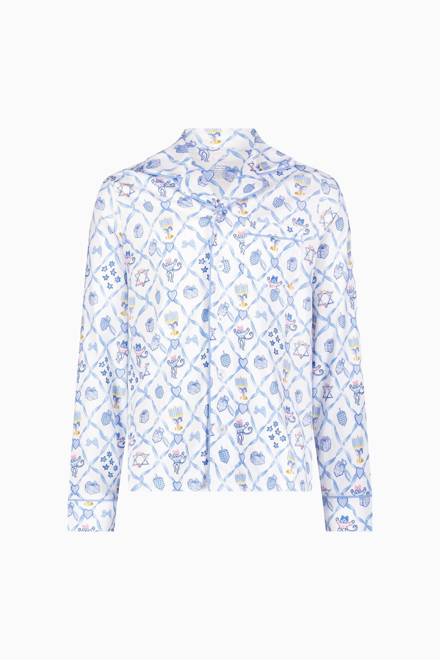 LoveShackFancy x Roller Rabbit Mens Starry Nights Lattice Long Sleeve Pajamas Product Image