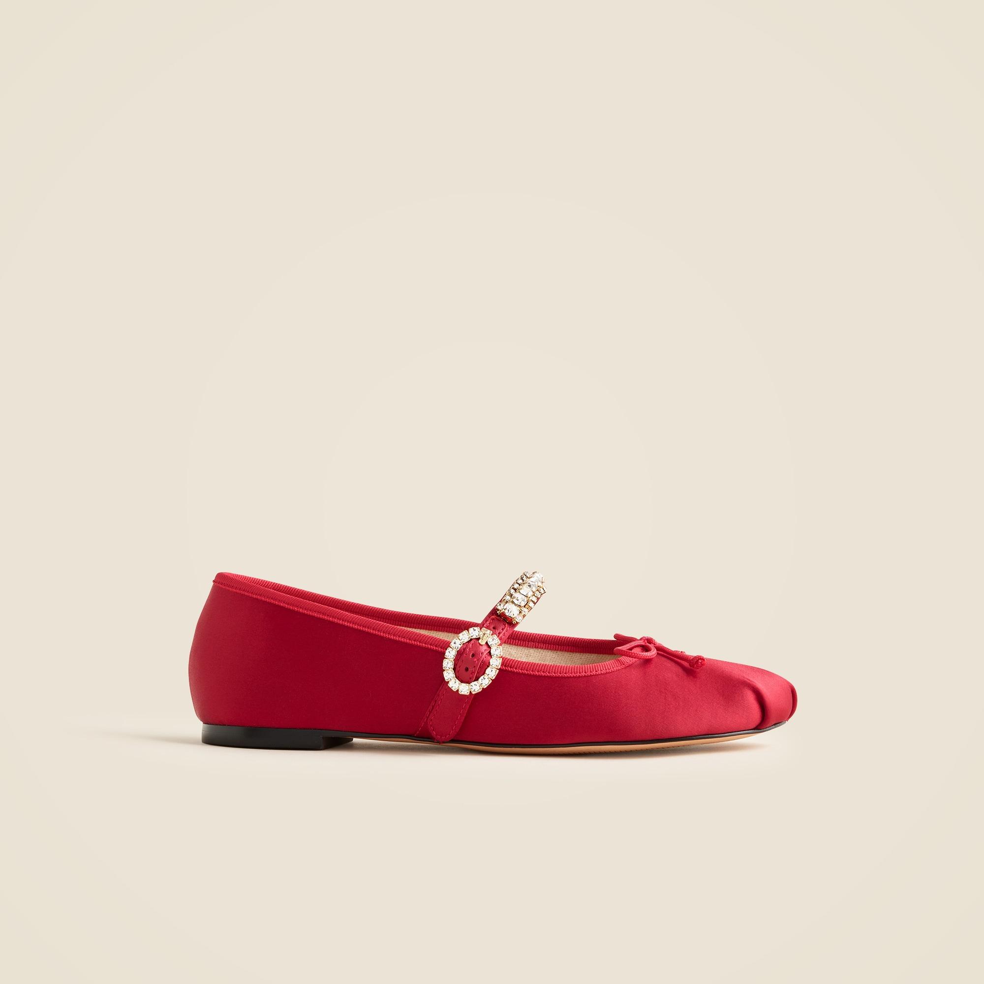 Logan embellished Mary Jane ballet flats in satin Product Image