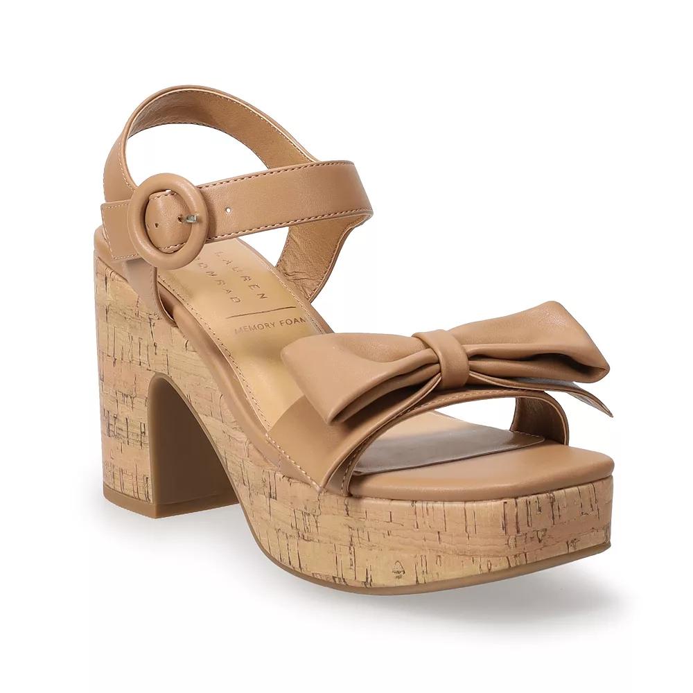LC Lauren Conrad Aliana Bow Cork Heel Women's Sandals, Size: 7 Product Image