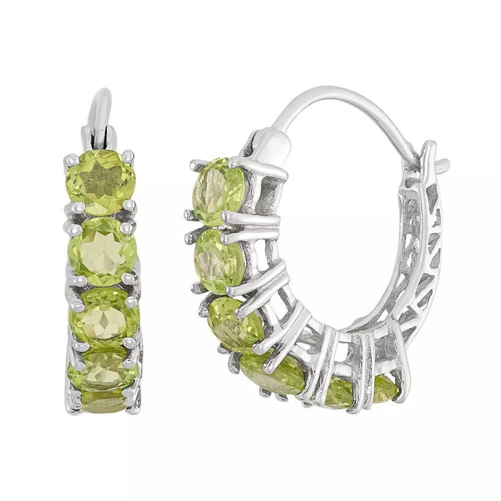 Jewelexcess Peridot Sterling Silver Hoop Earrings, Women's, Green Product Image