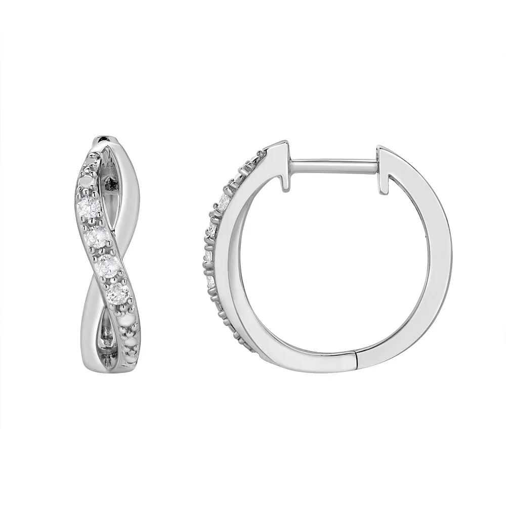 Diamond Brilliance 1/10 Carat T.W. Lab-Grown Diamond Hoop Earrings, Women's, Silver Tone Product Image