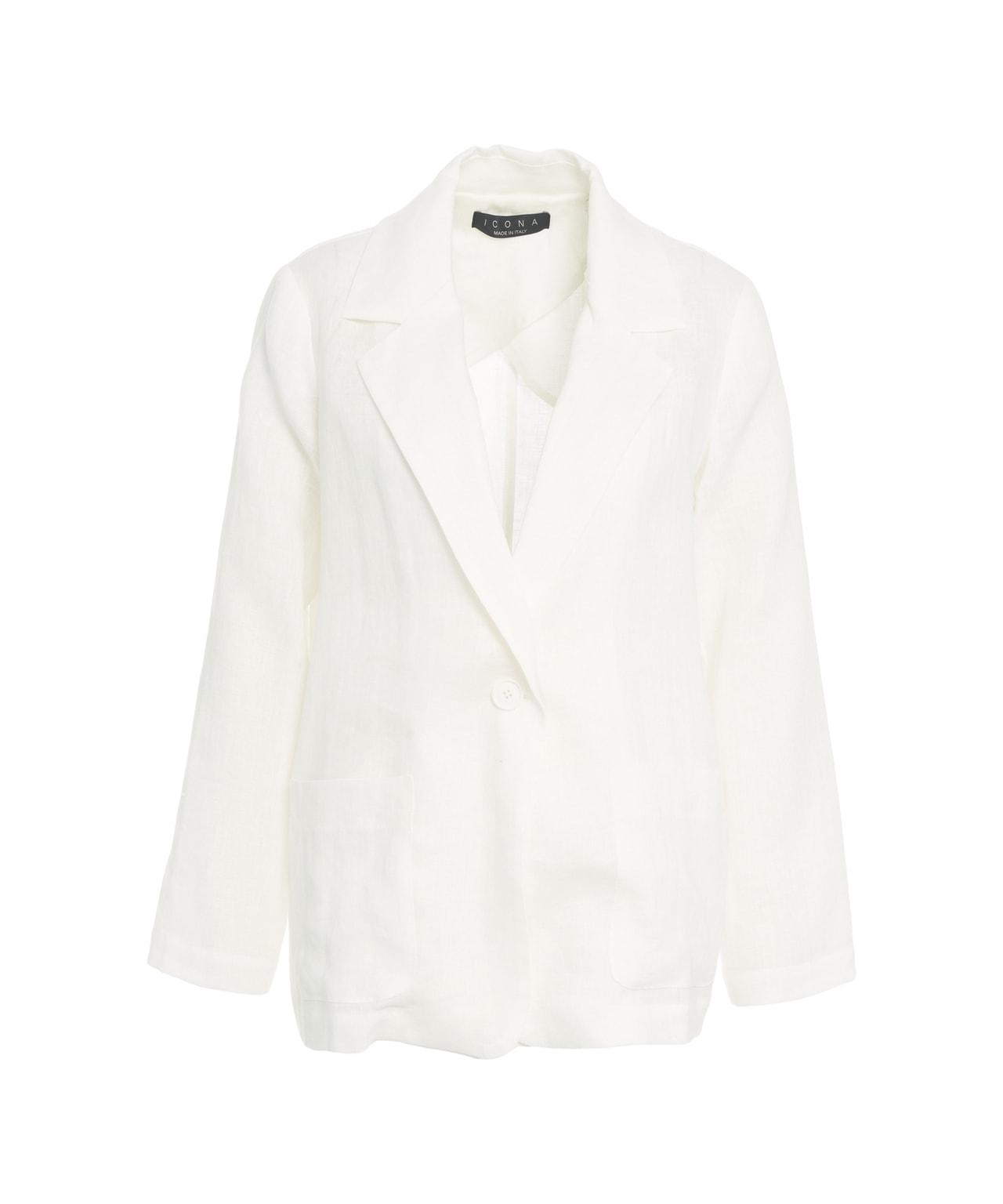 Single-breasted linen blazer Product Image