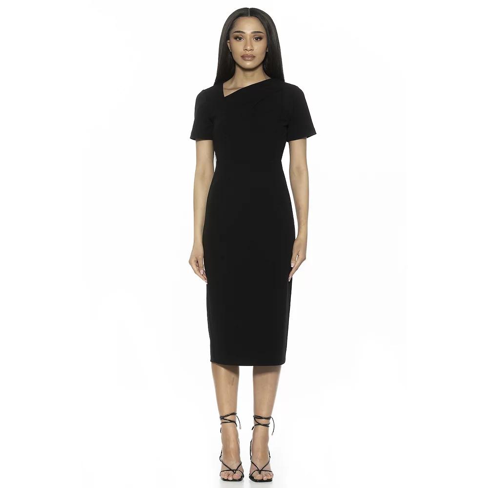Women's ALEXIA ADMOR Angelica Asymmetric Short Sleeve Sheath Dress,  Product Image