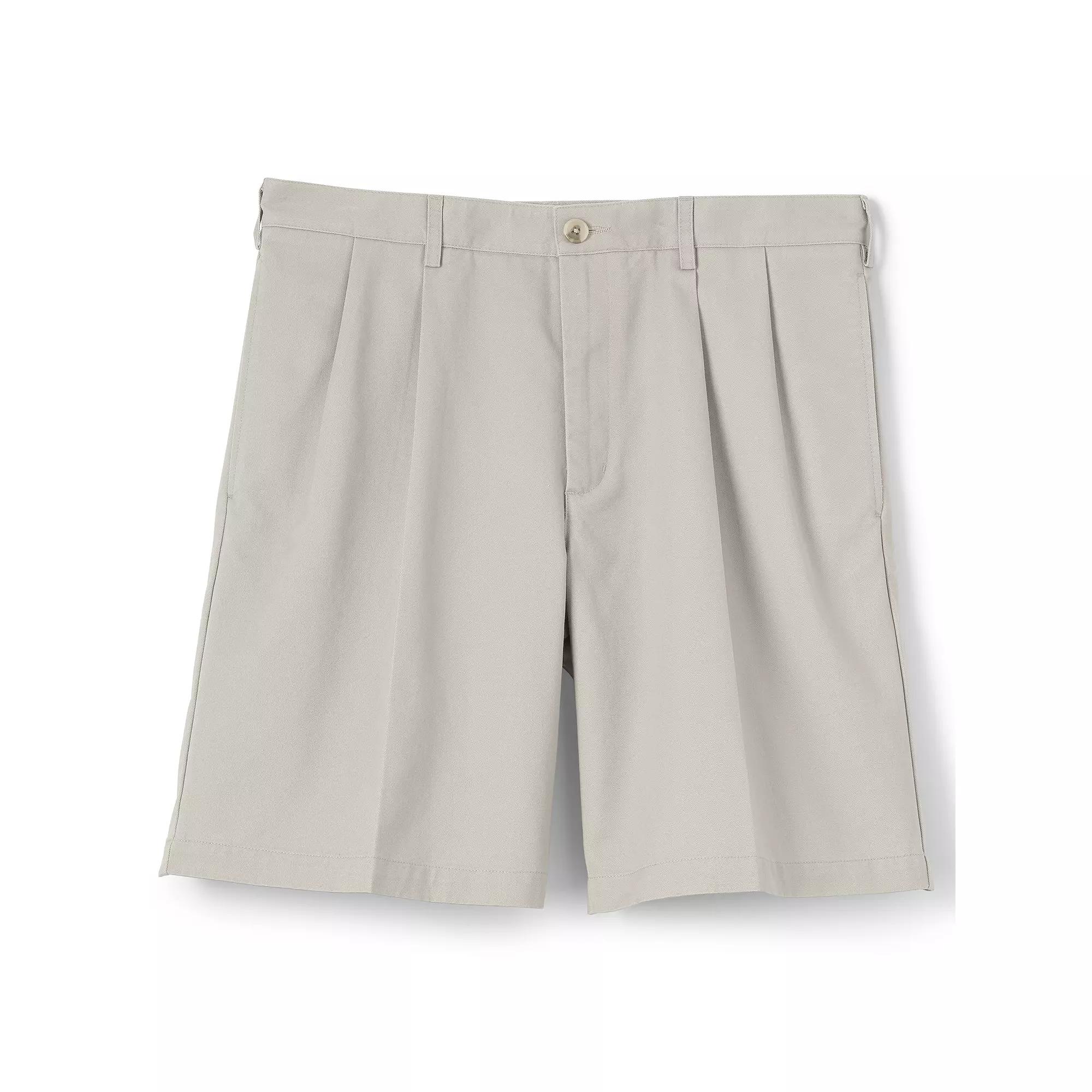 Men's Lands' End Classic-Fit 9-inch Pleated No-Iron Chino Shorts, Size: 36, Light Grey Product Image