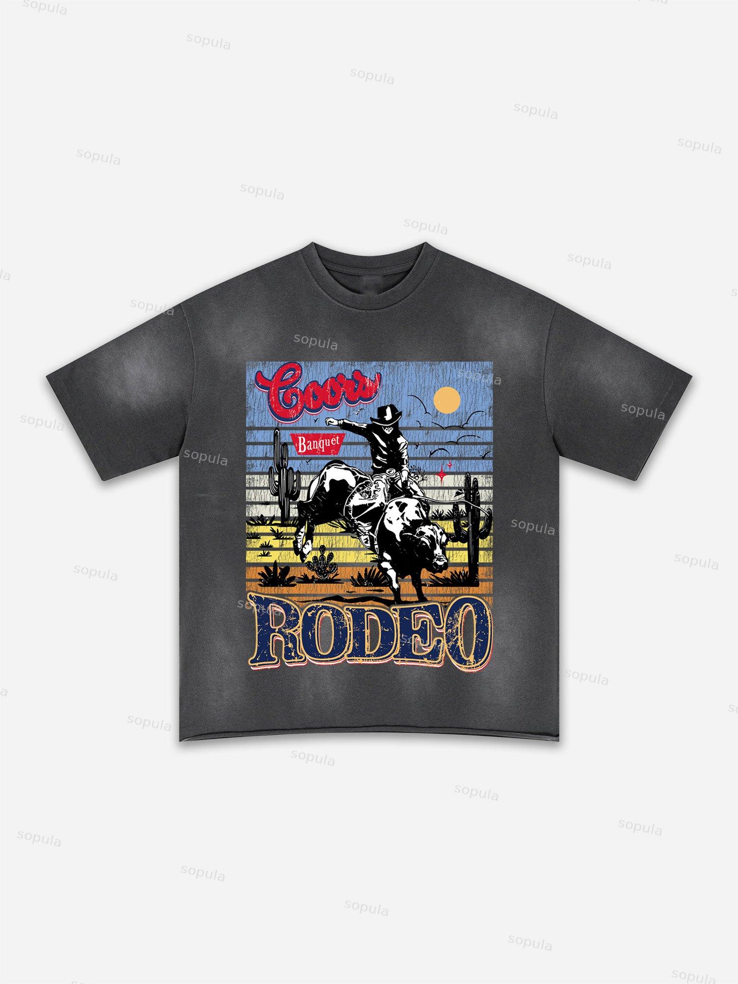 Authentic Abstract Portrait Print Washed T-shirt Product Image