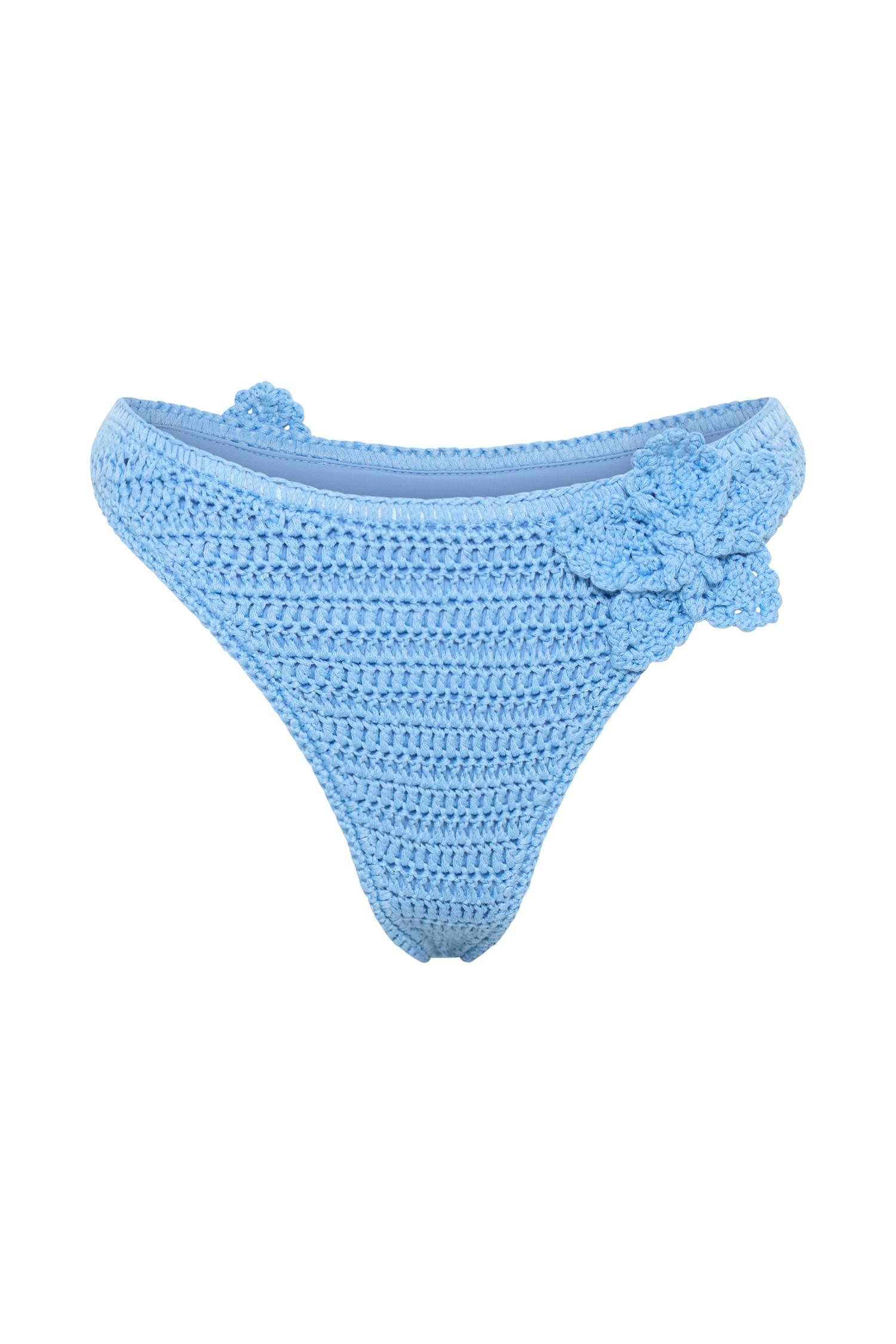 River Floral Crochet Bikini Top - Cornflower Blue Product Image