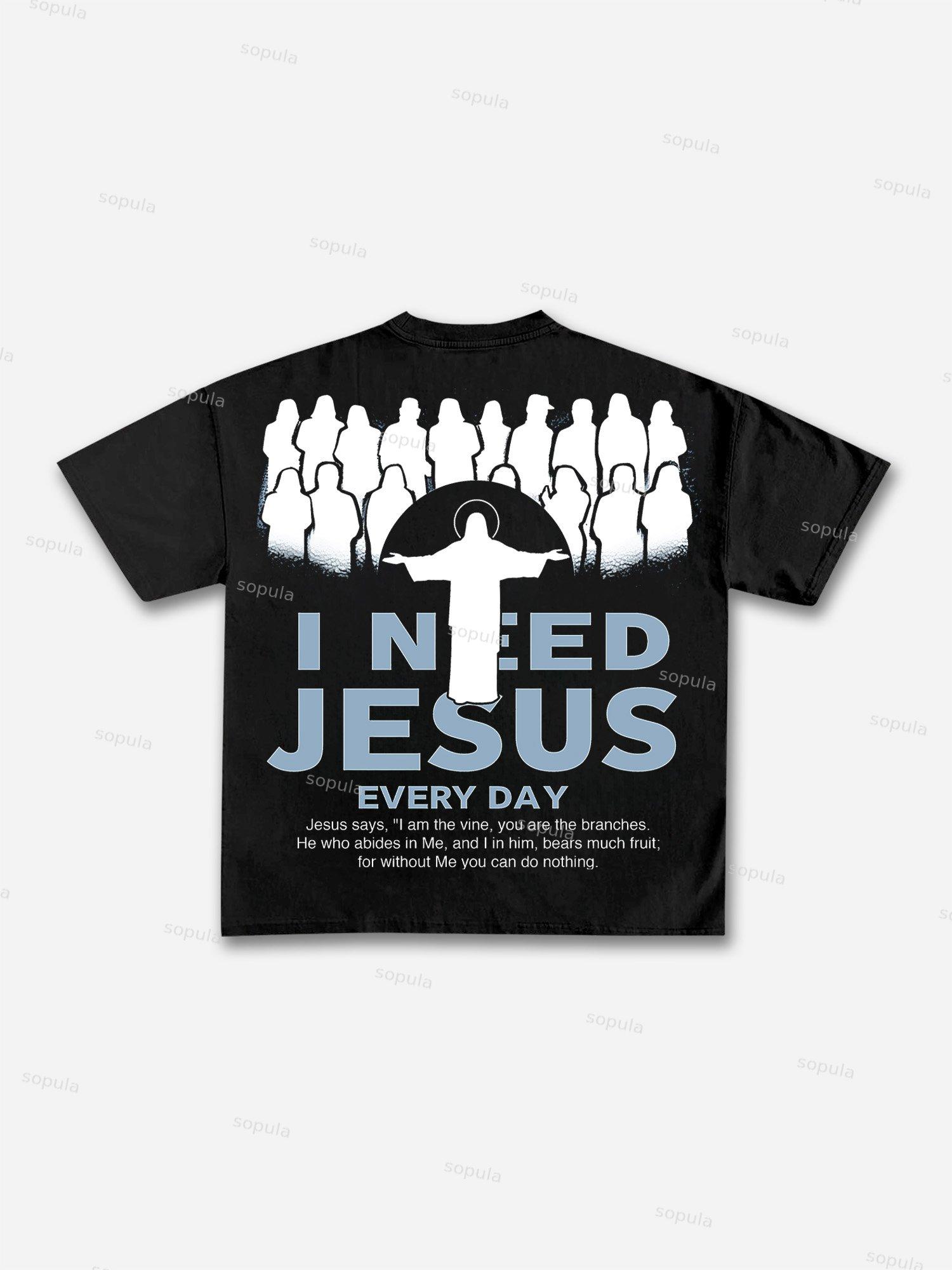 I Need Jesus Cotton T-shirt Product Image