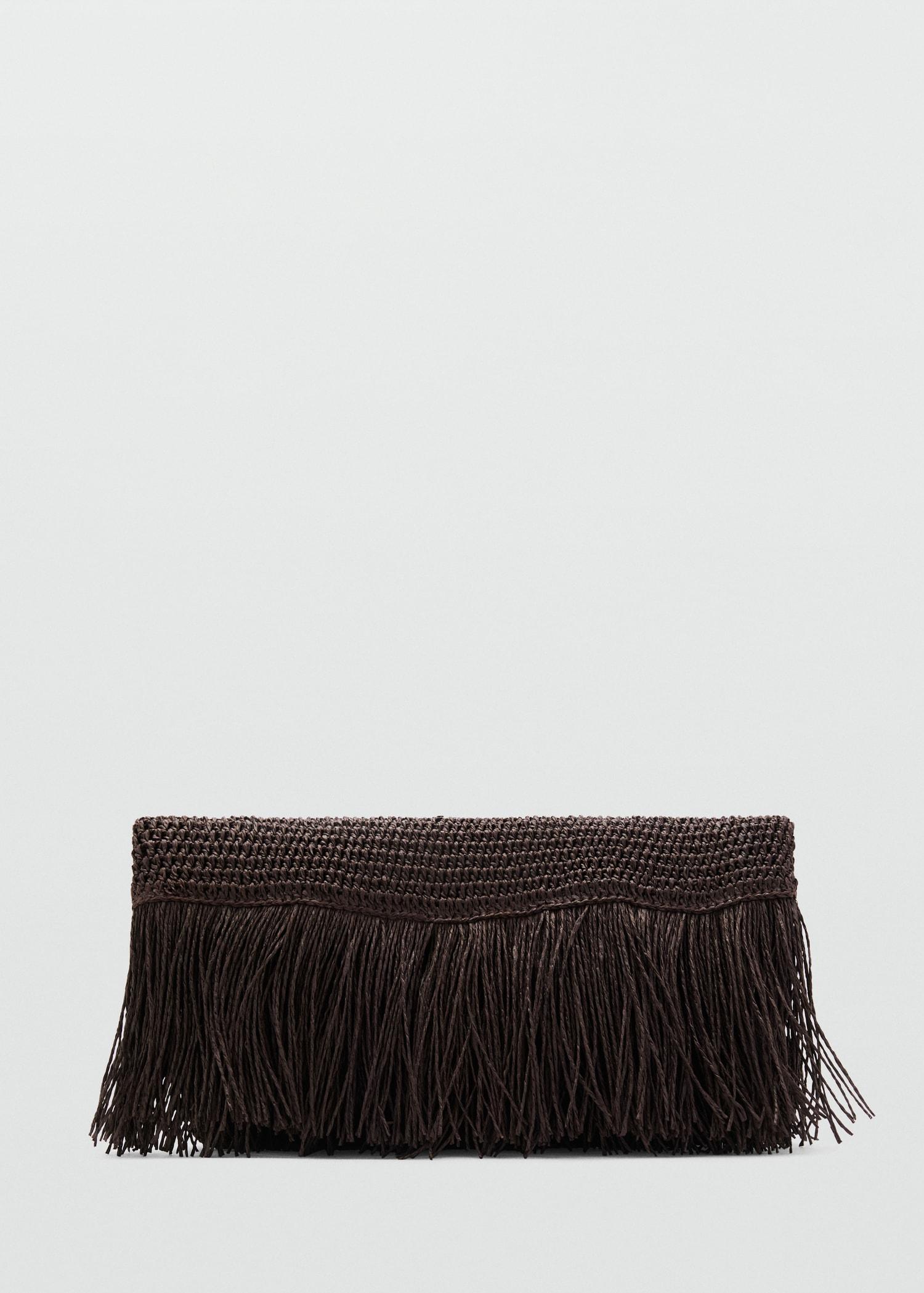 Natural fiber handbag with fringes - Women | MANGO USA Product Image