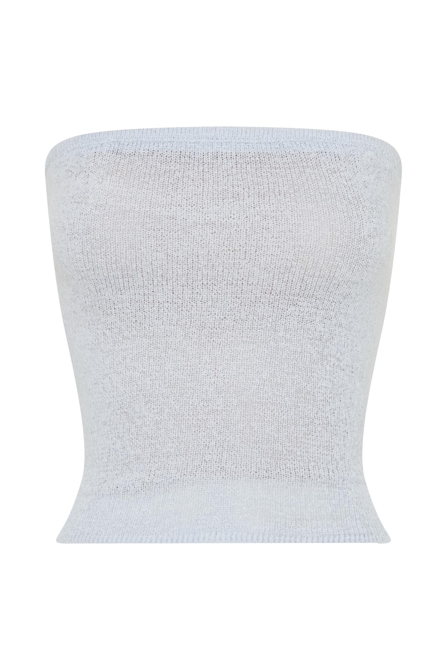 Phoebe Strapless Tie Knit Top - Ice Blue Product Image