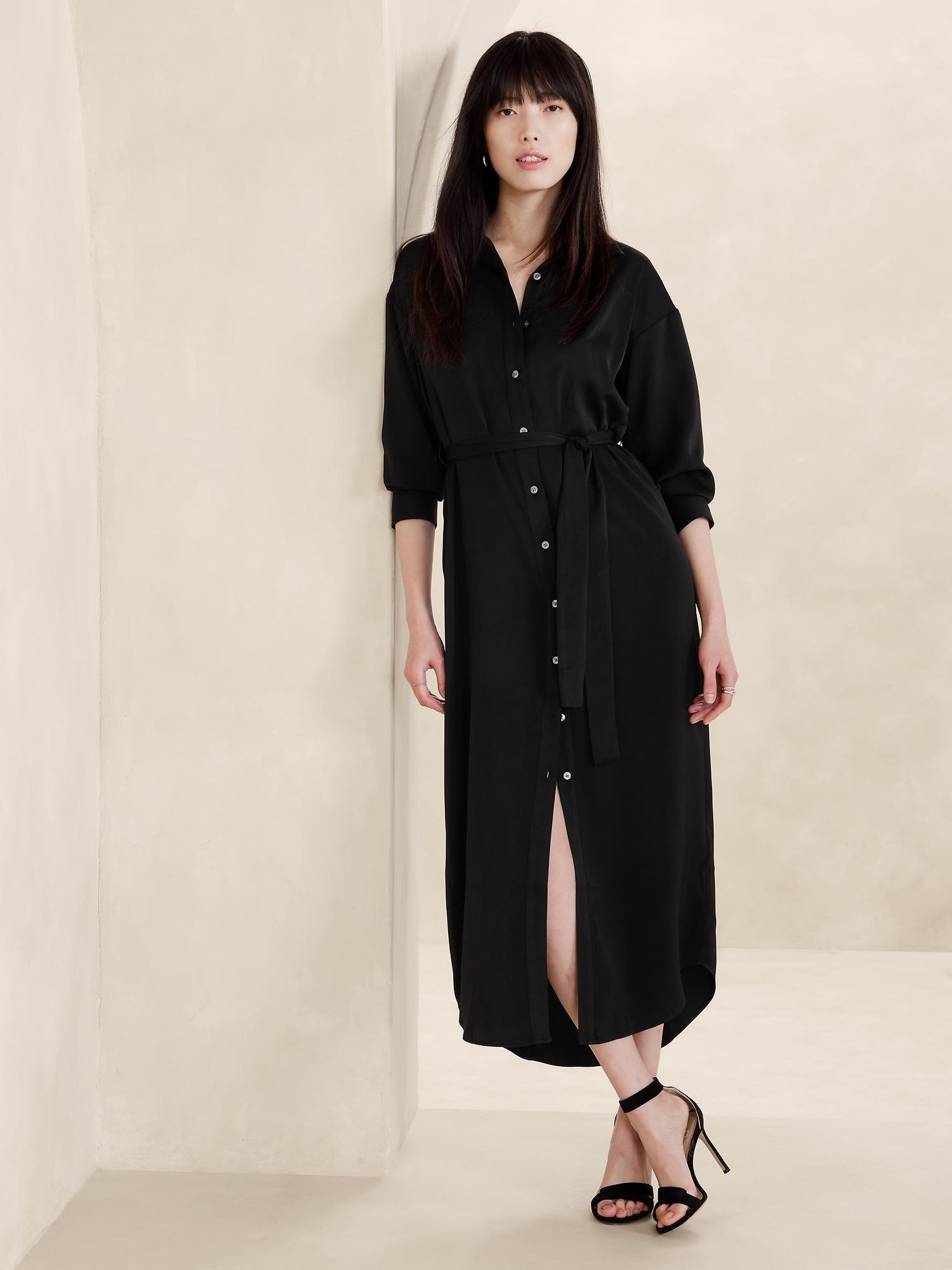 Tie-Waist Maxi Shirtdress Product Image
