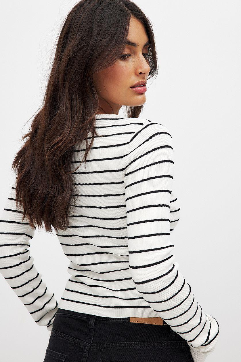 Ribbed Knitted Round Neck Top Product Image