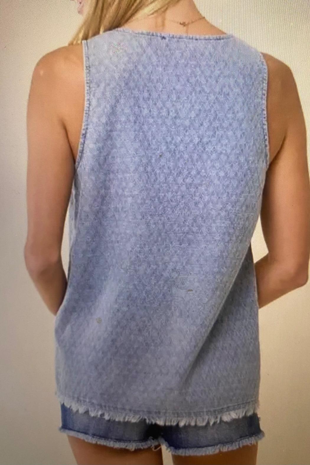 V Neck Denim Top Product Image