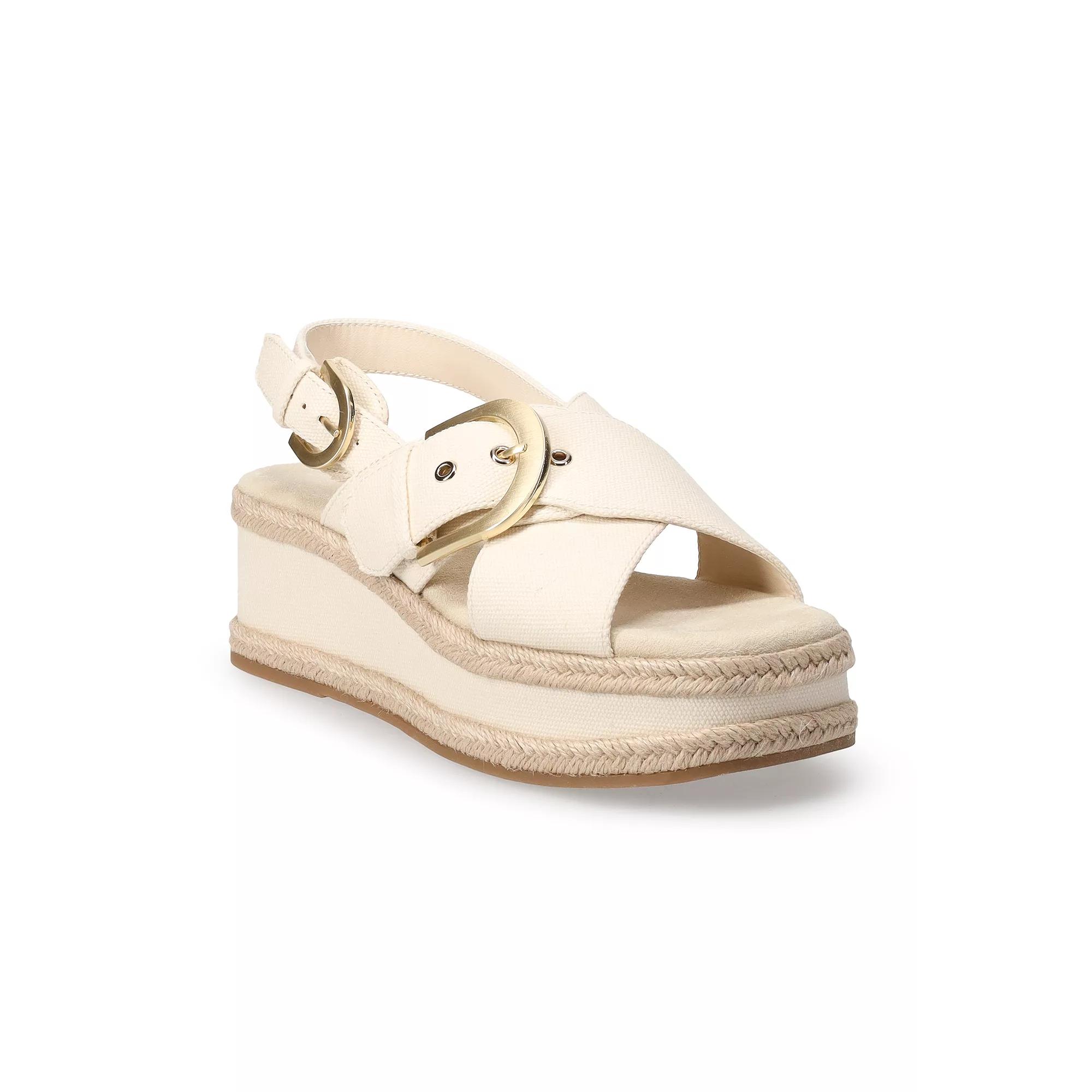 Sonoma Goods For Life® Cianna Buckle Women's Flatform Sandals, Size: 10, Ivory Product Image