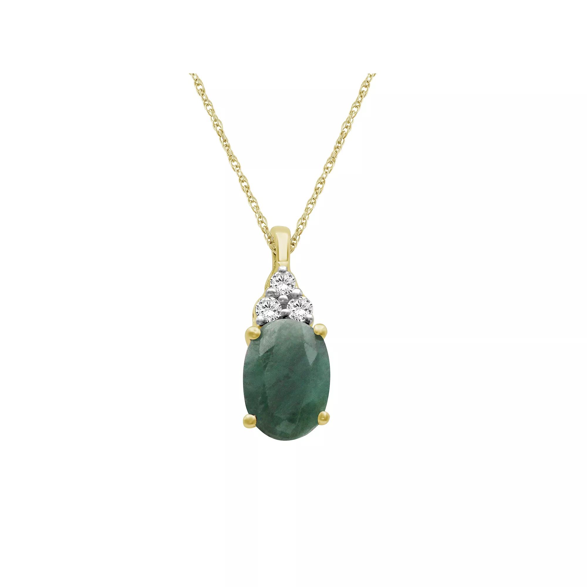 Jewelexcess 10k Gold Gemstone & Diamond Accent Pendant Necklace, Women's, Size: 18", Green Product Image