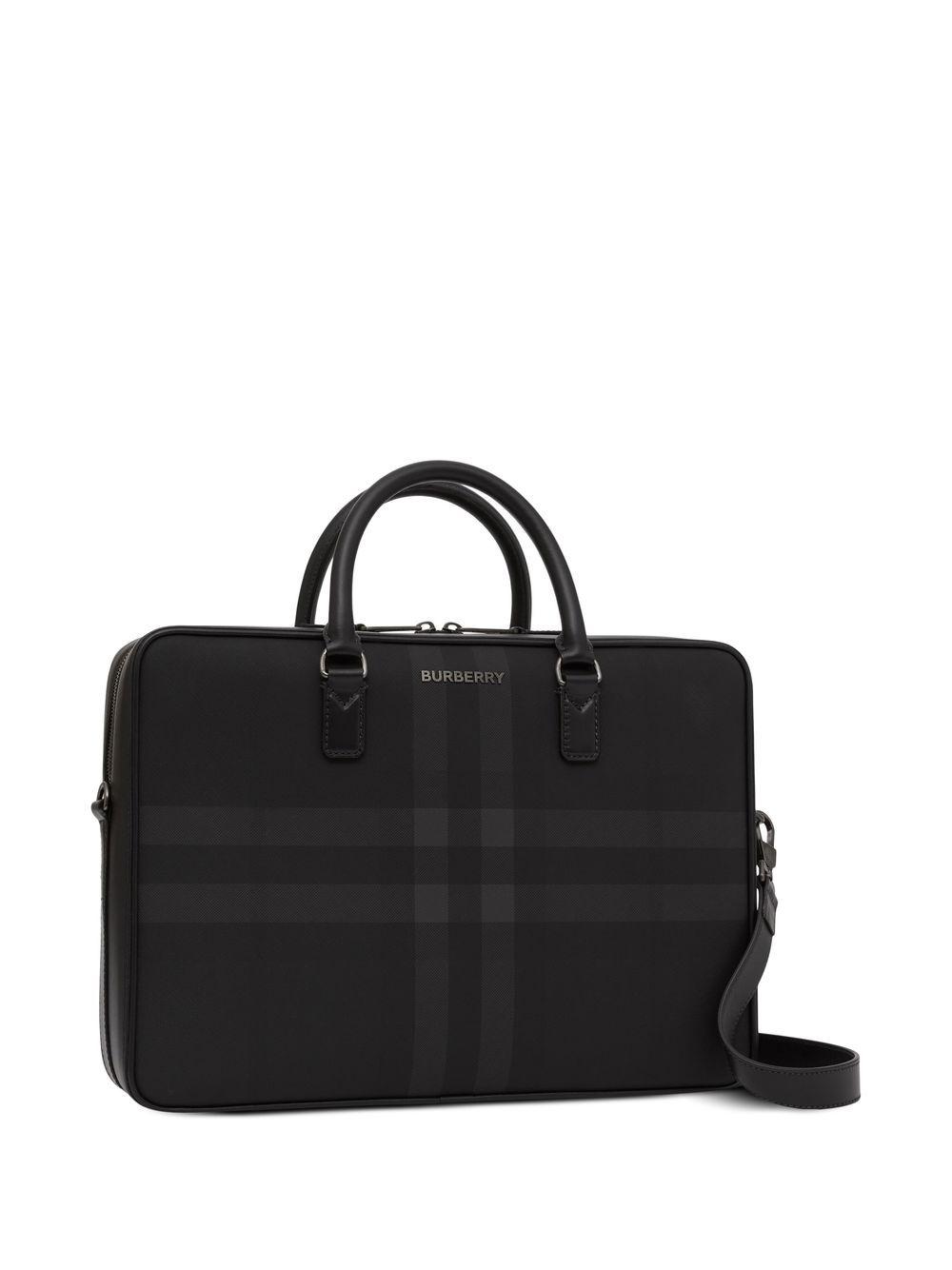 Check-print leather briefcase Product Image