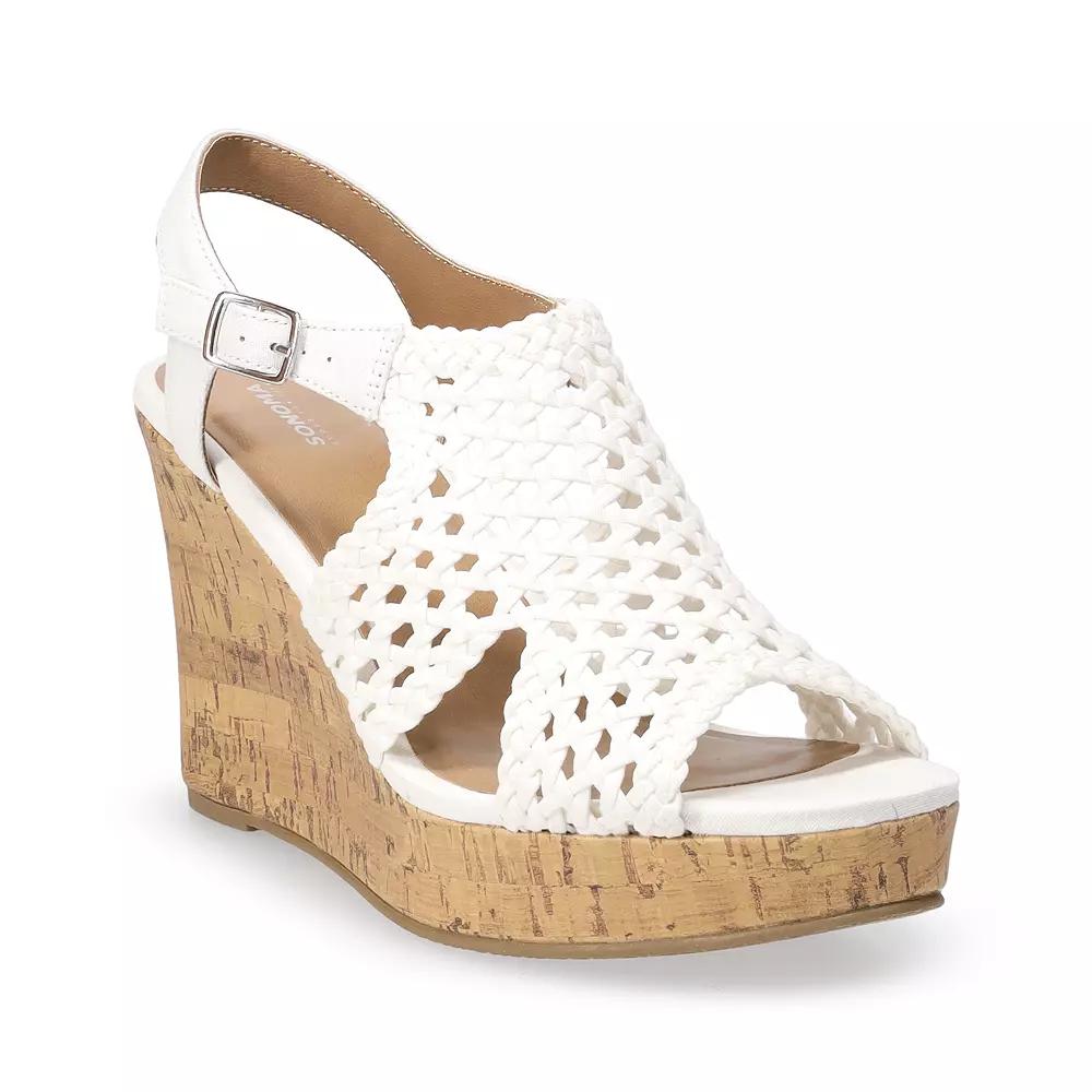 Sonoma Goods For Life® Taffy Women's Wedge Sandals, Size: 7.5, White Product Image