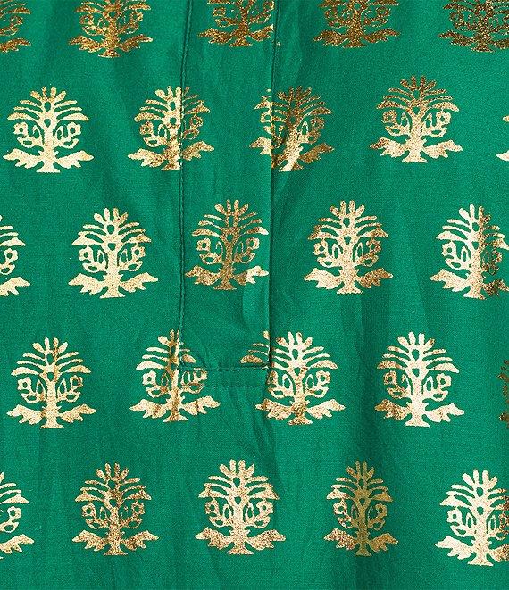 Jude Connally Helen Foiled Foulard Border Print Stand Collar Long Sleeve Dress Product Image