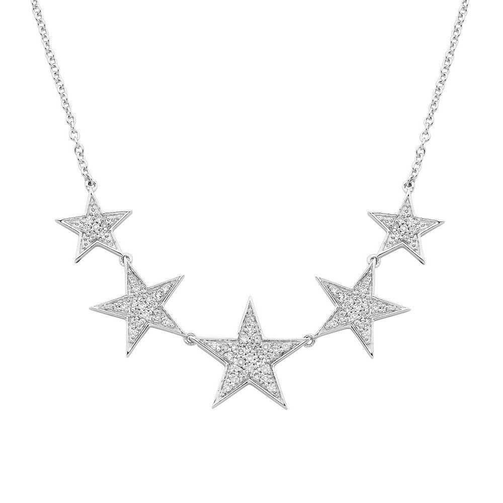 Sterling Silver 1/4 Carat T.W. Diamond Star Necklace, Women's, Size: 18" Product Image