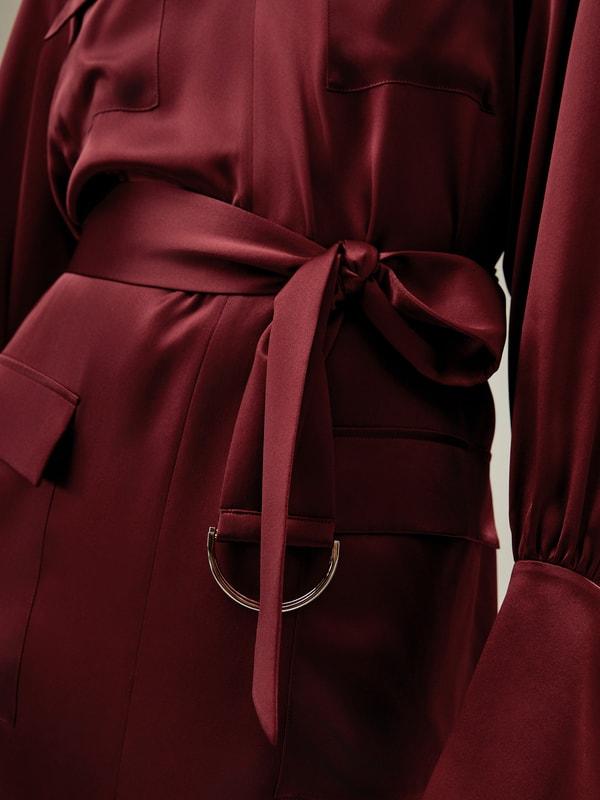 LILYSILK Silk Jacket Long - for Women - Barbados Cherry Soft Silk - Wardrobe Classic Shirt-Style V-Neck Coat XS Product Image