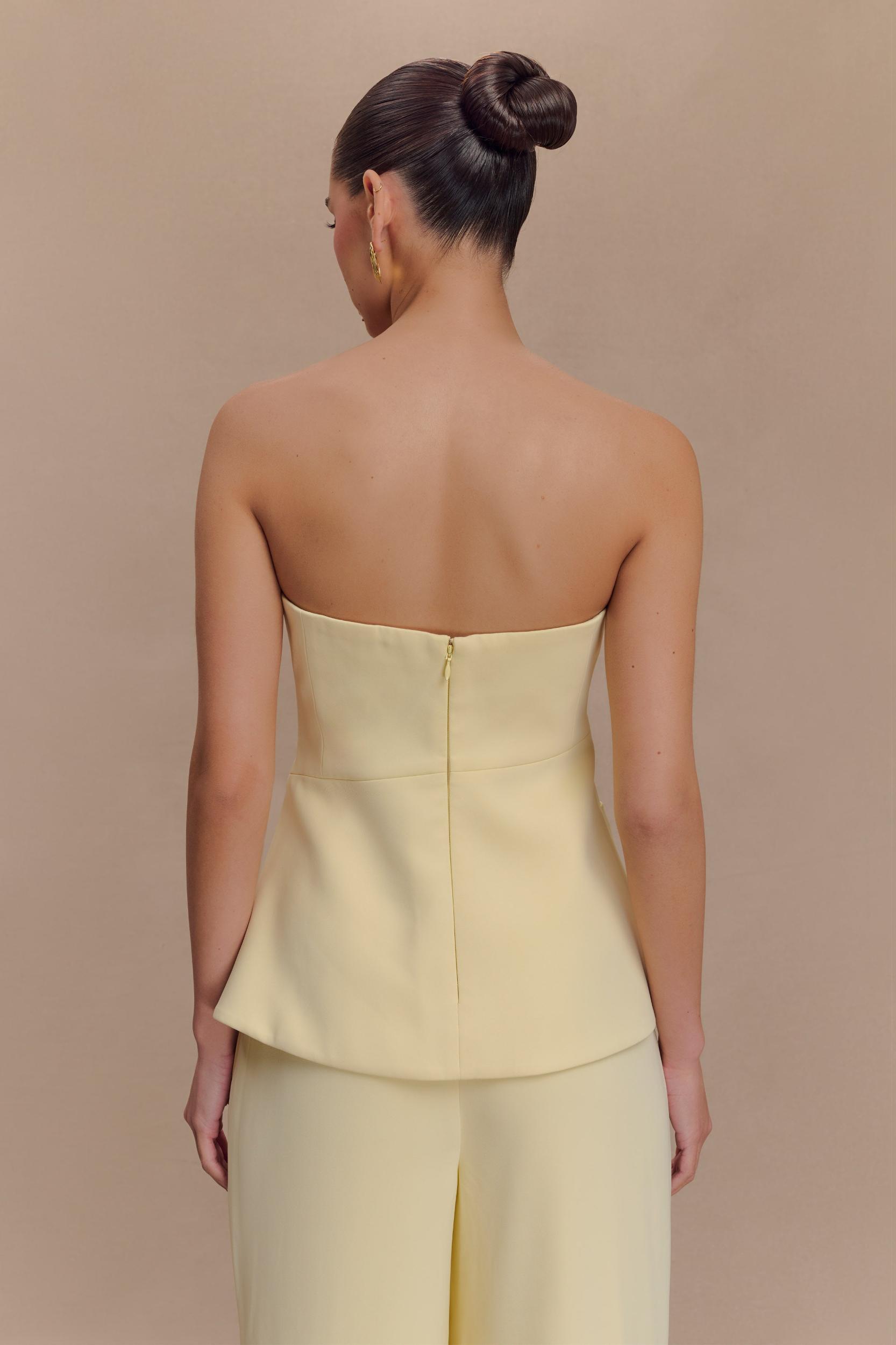 Faith Strapless Suiting Top - Lemon Cream Product Image