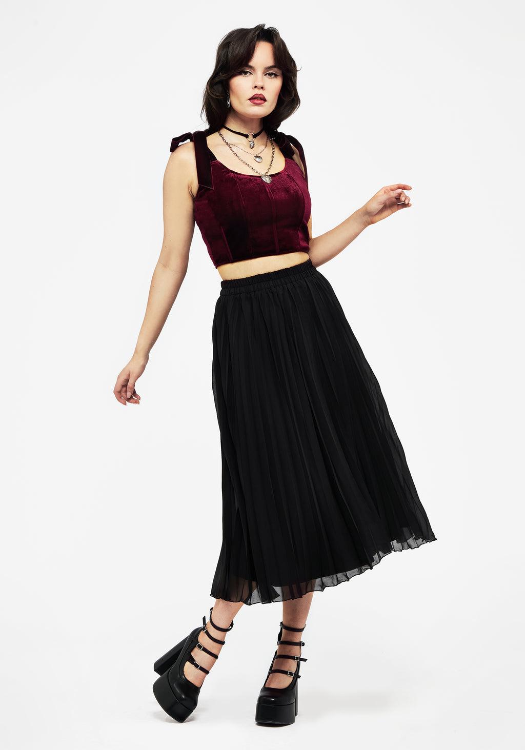 Paridamie Pleated Midi Skirt Product Image