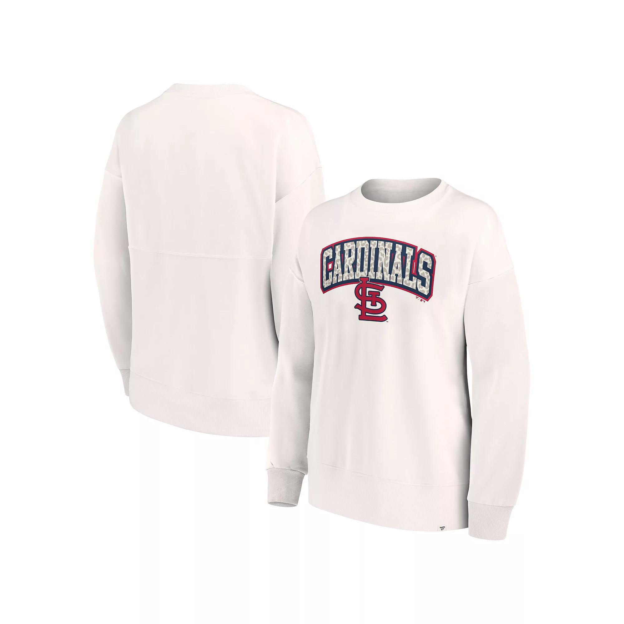Women's Fanatics Branded Cream St. Louis Cardinals Leopard Pullover Sweatshirt, Size: Small, Beige Product Image