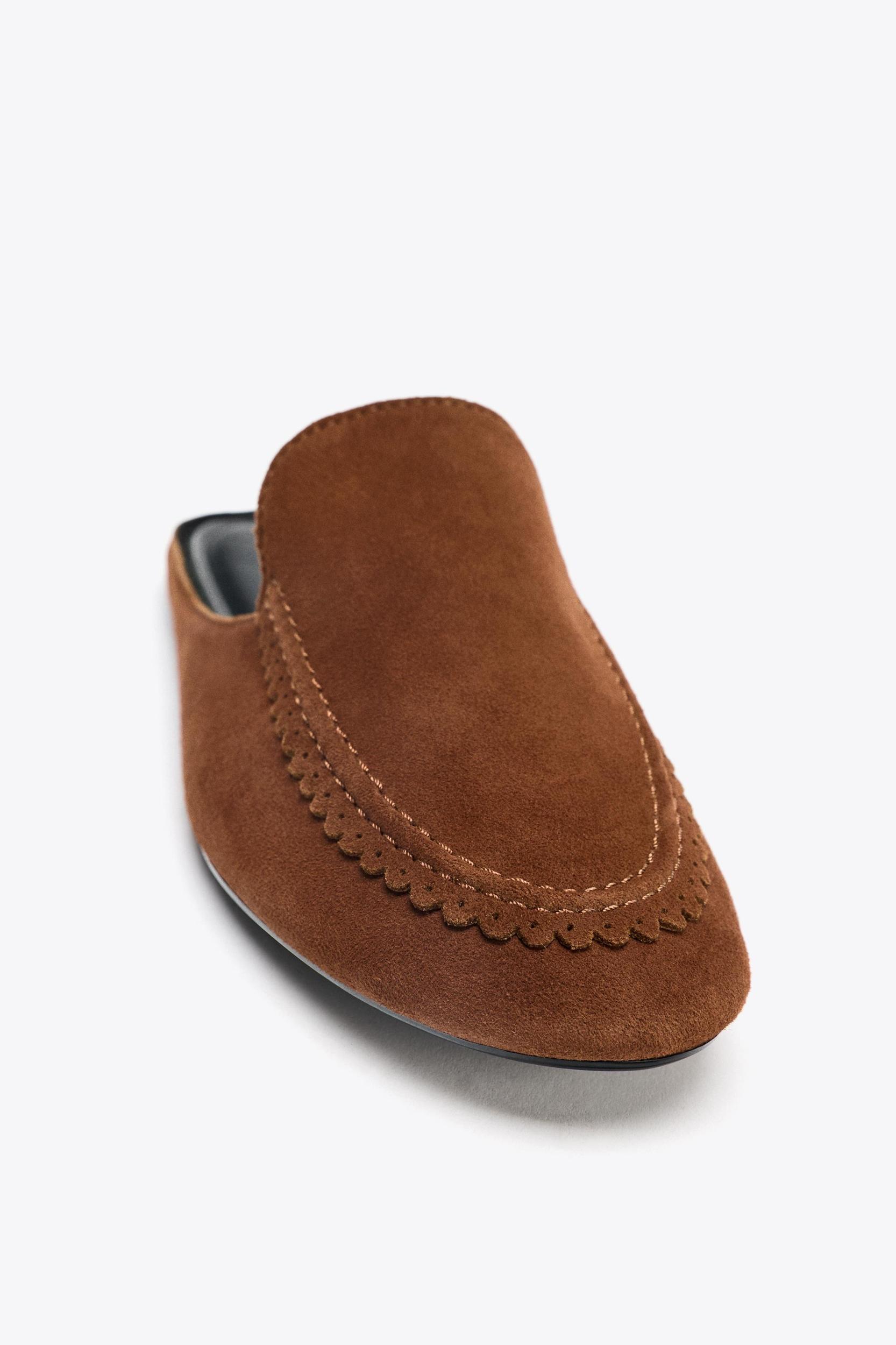 SPLIT LEATHER SLINGBACK SLIPPERS Product Image