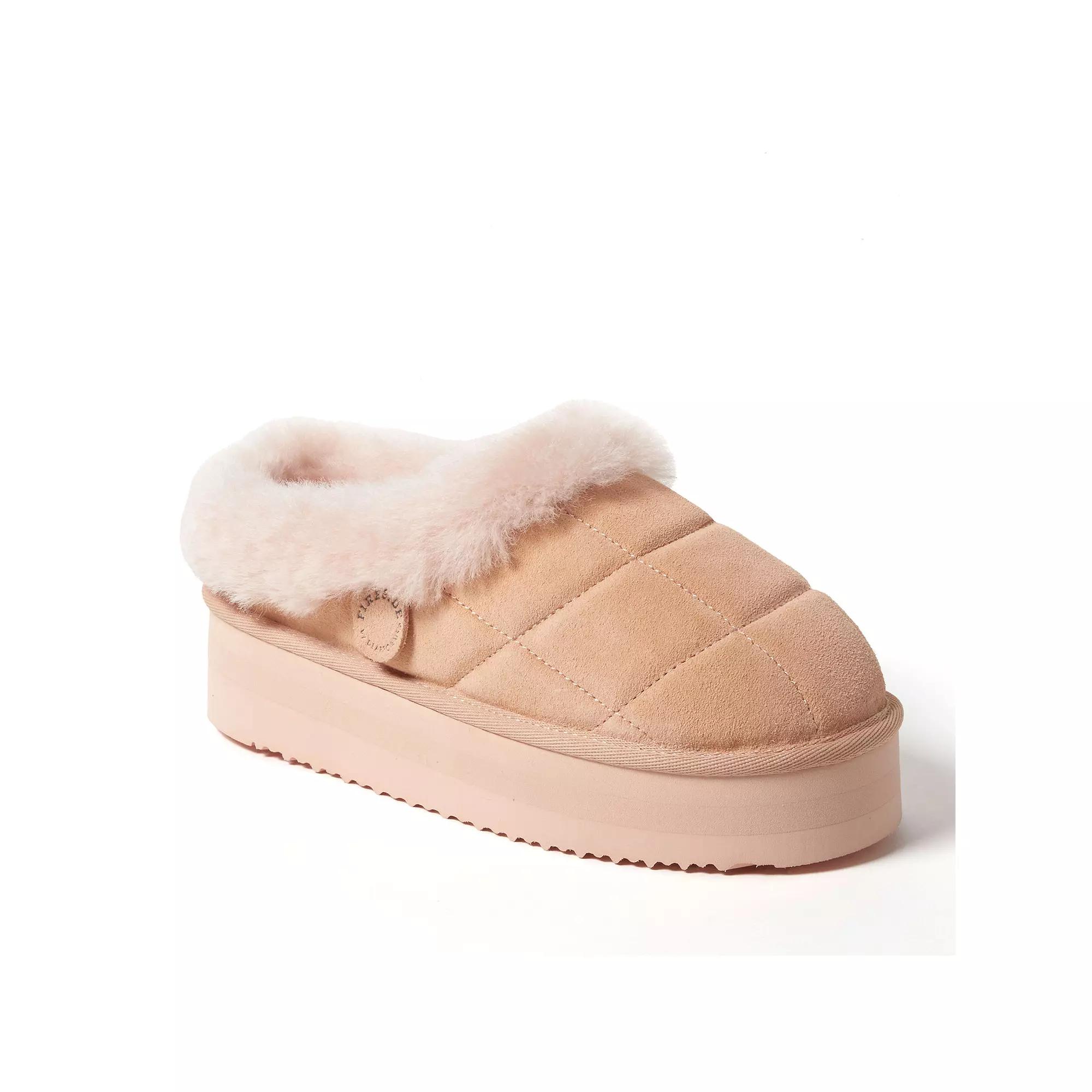 Fireside by Dearfoams Bendigo Womens Puff Platform Suede Clog Slippers Pink Dust Product Image