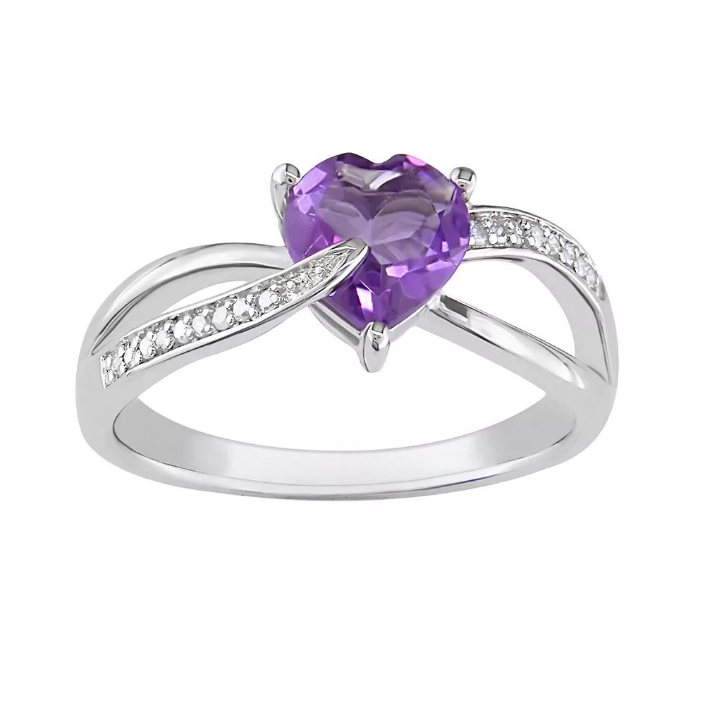 Stella Grace Sterling Silver Amethyst and Diamond Accent Crisscross Heart Ring, Women's, Size: 7, Purple Product Image
