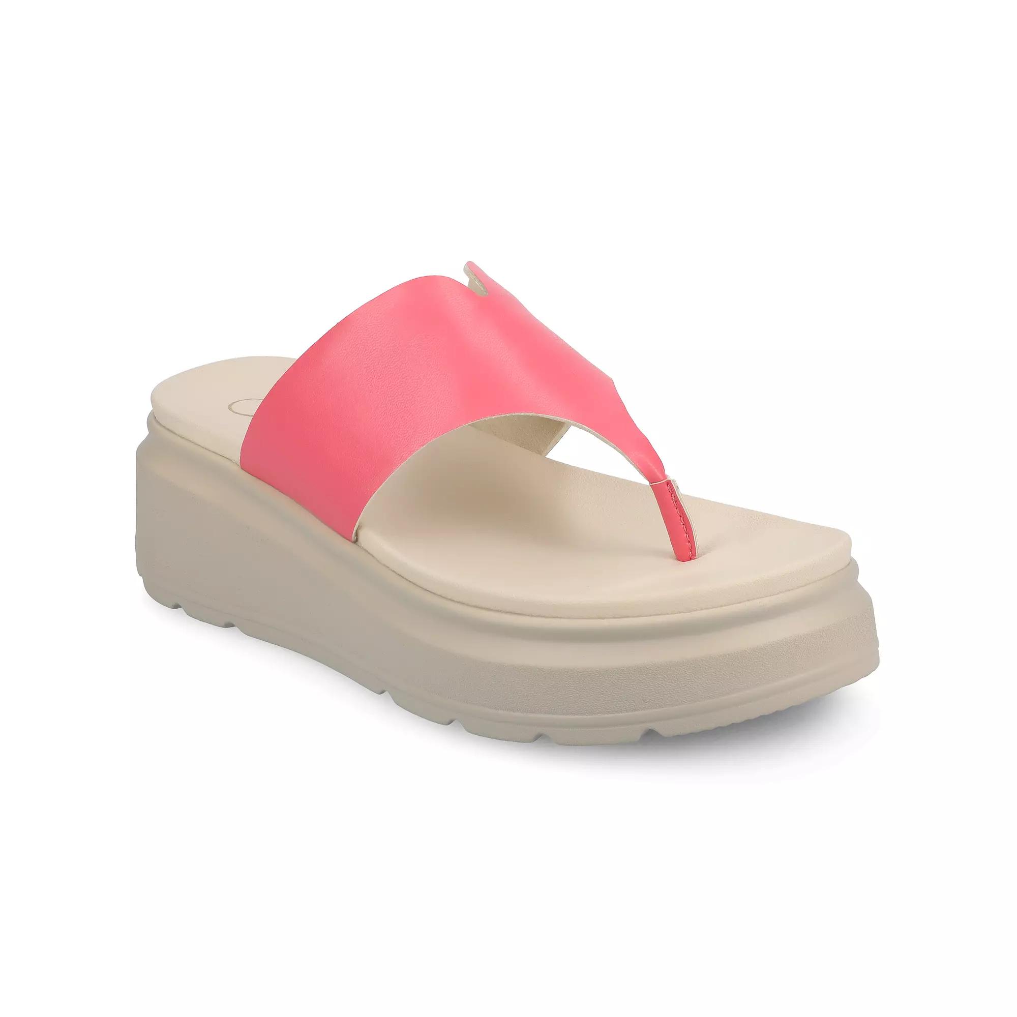Journee Carah Wedge Thong Flip Flop Women's Sandals,  Product Image