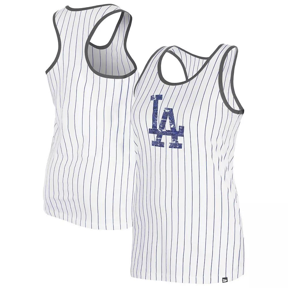 Women's New Era White Los Angeles Dodgers Gameday Pinstripe Tank Top,  Product Image