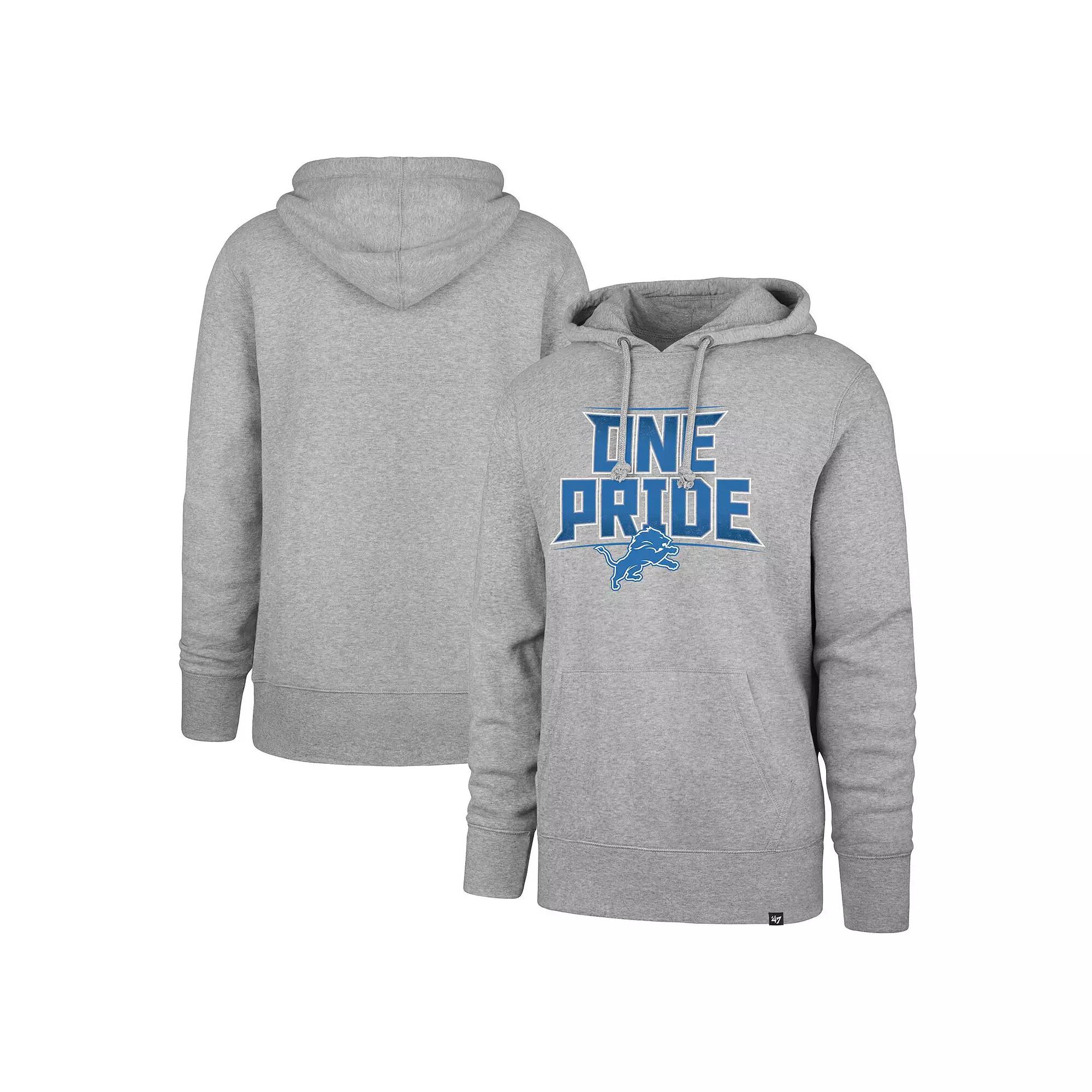 Men's '47 Gray Detroit Lions Regional Headline Pullover Hoodie,  Product Image