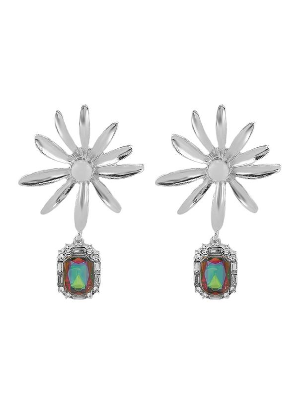 Geometric Rhine Stones Drop Earrings Product Image